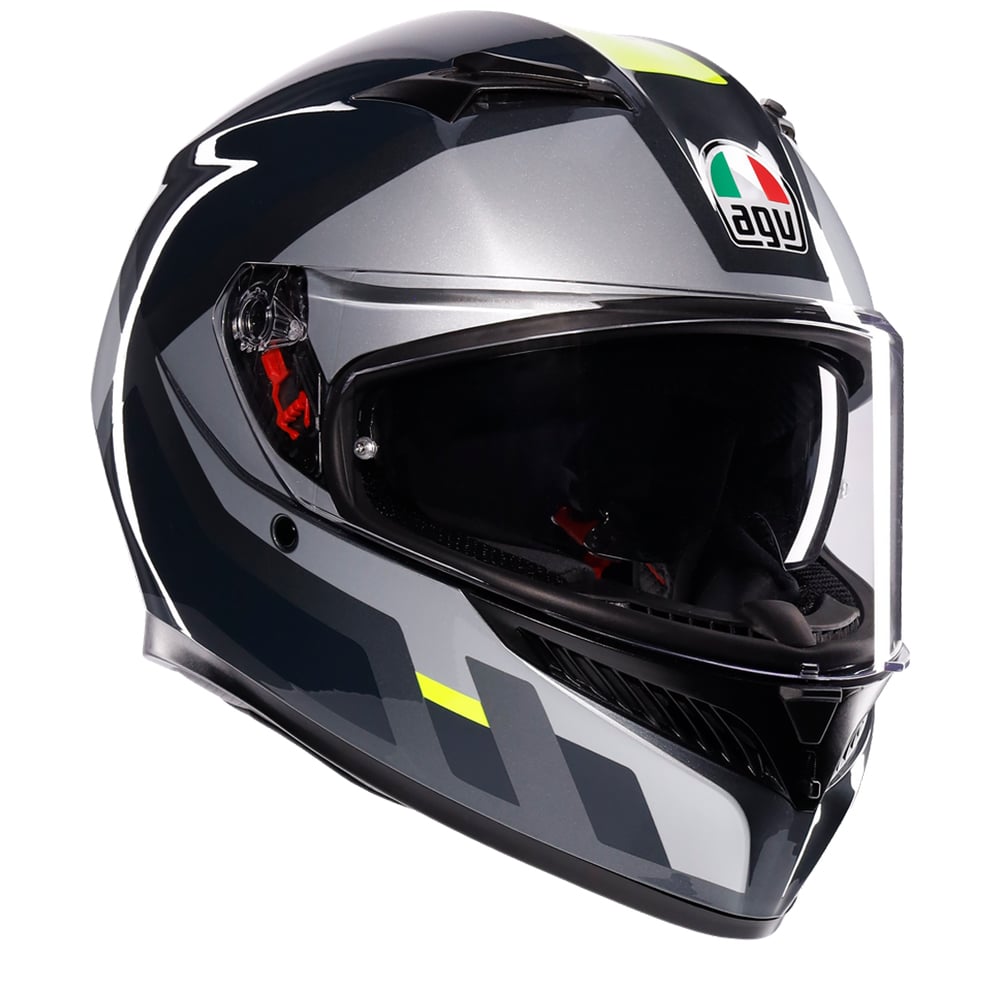 Image of AGV K3 E2206 MPLK Shade Grey Yellow Fluo Full Face Helmet Size L EN