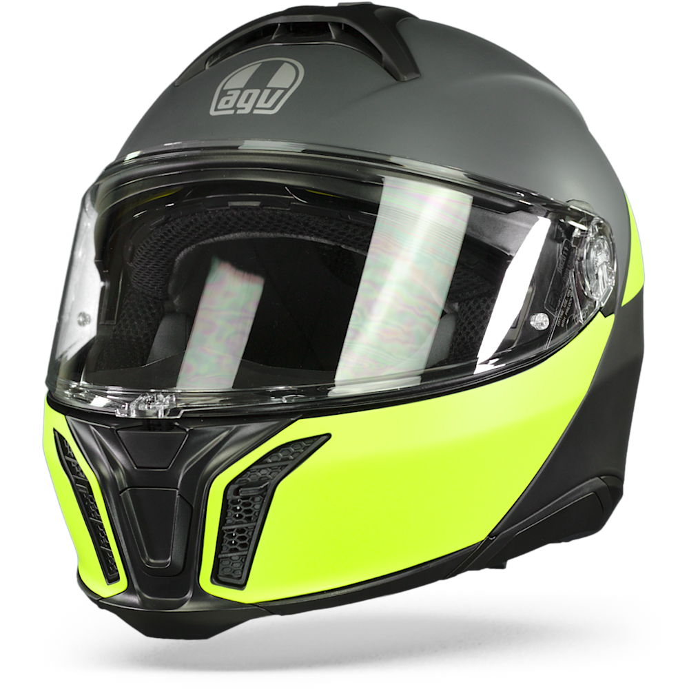 Image of AGV Tourmodular Multi Balance Matt Black Yellow Fluo Grey Modular Helmet Talla 2XL