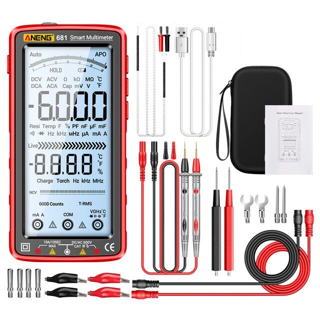 Image of ANENG 681 Rechargable Digital Professional Multimeter Non-contact Voltage Tester AC/DC Voltage Meter Touch Screen Curren