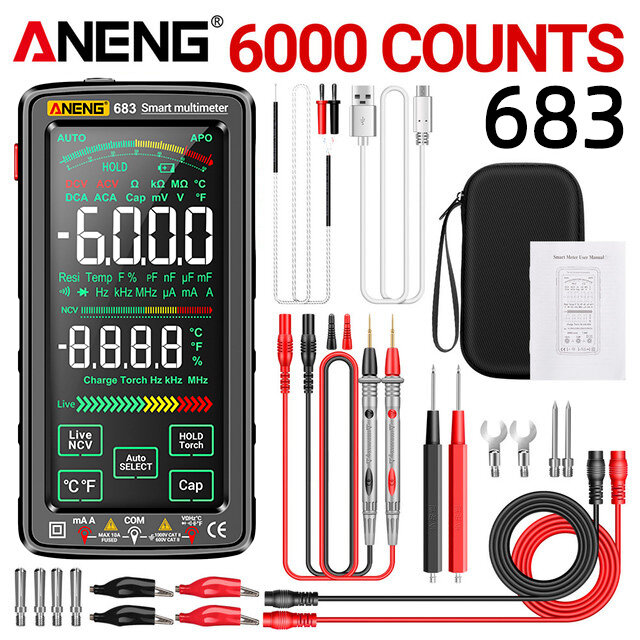 Image of ANENG 683 Smart Multimeter High-end Touch 6000 Counts Multimetro Test Rechargeable Multitester AC/DC Voltage Tester Curr