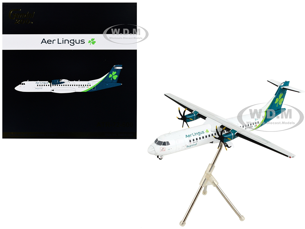 Image of ATR 72-600 Commercial Aircraft "Aer Lingus" White with Teal Tail "Gemini 200" Series 1/200 Diecast Model Airplane by GeminiJets