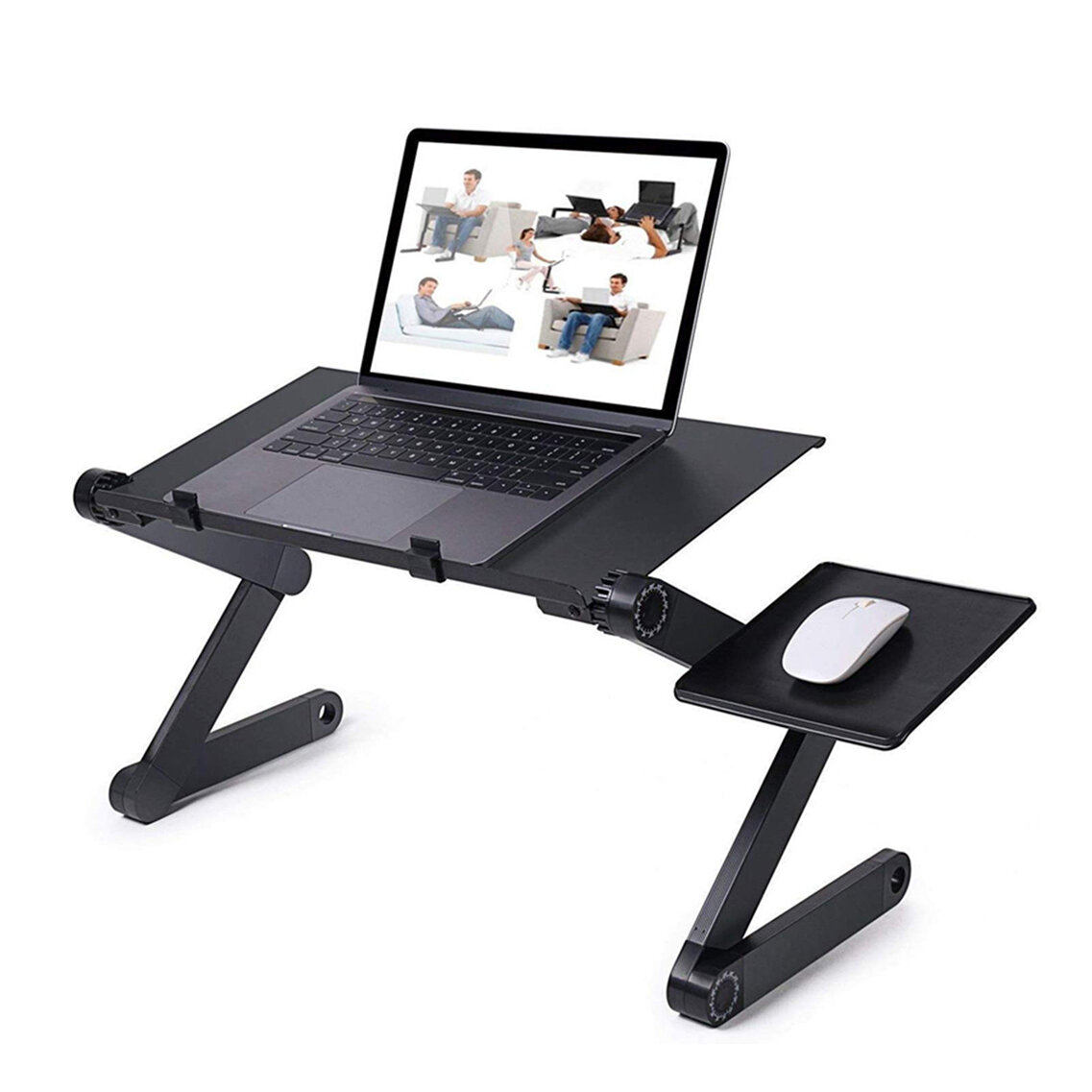 Image of Adjustable Laptop Table Laptop Desk Portable Foldable Stand Bed Tray Laptop with Cooling Fan and Mouse Pad for up to 17