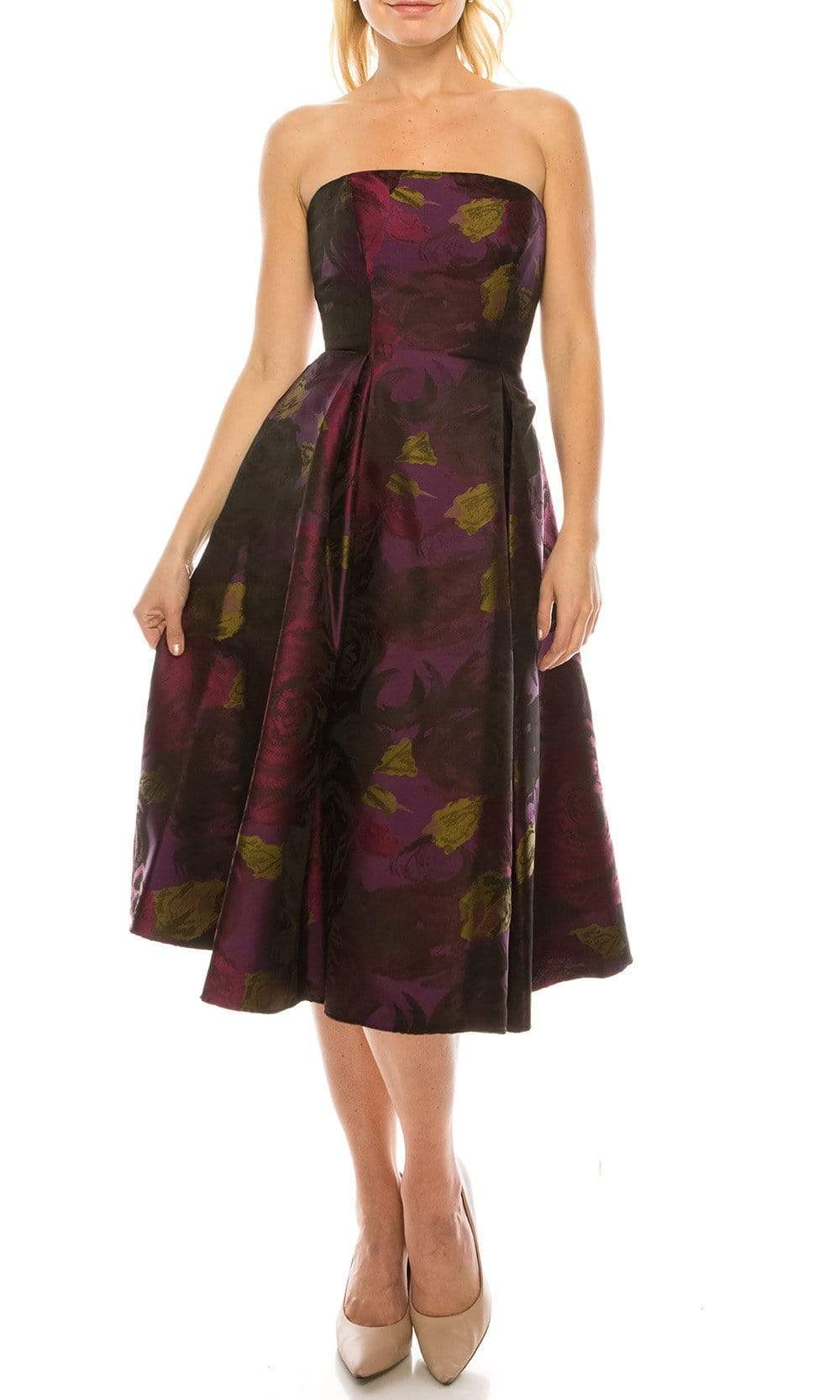 Image of Adrianna Papell - 41887910 Floral Straight Tea Length Dress
