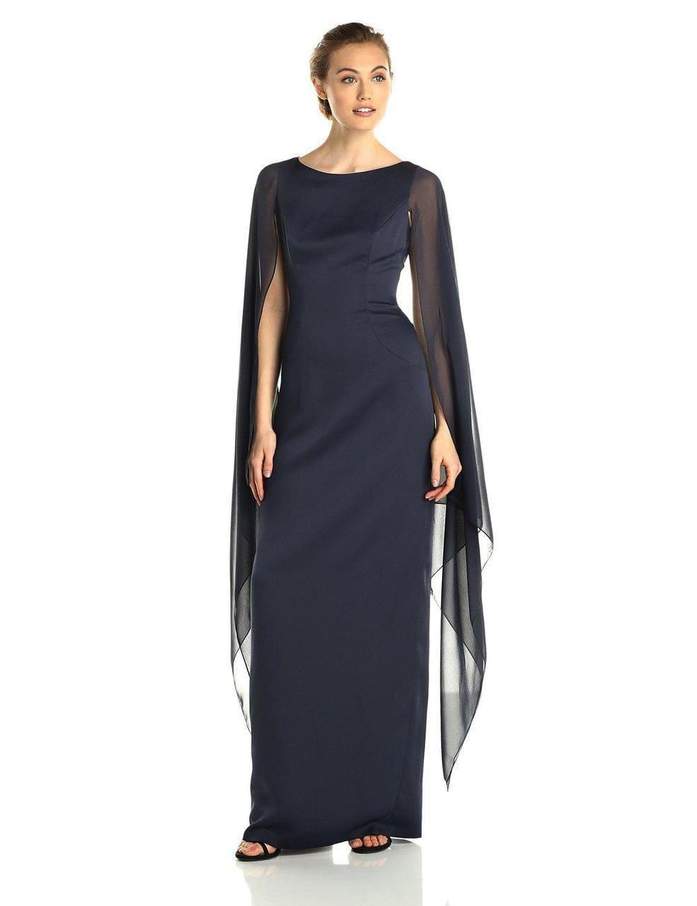 Image of Adrianna Papell - 81917310 Fitted Bateau Dress with Cape
