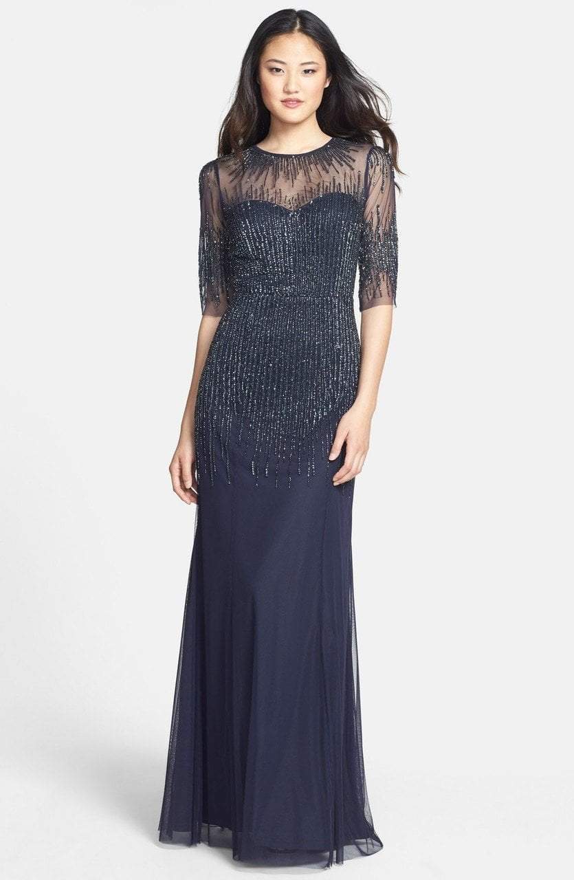 Image of Adrianna Papell - 91896950 Embellished Illusion Jewel Sheath Gown