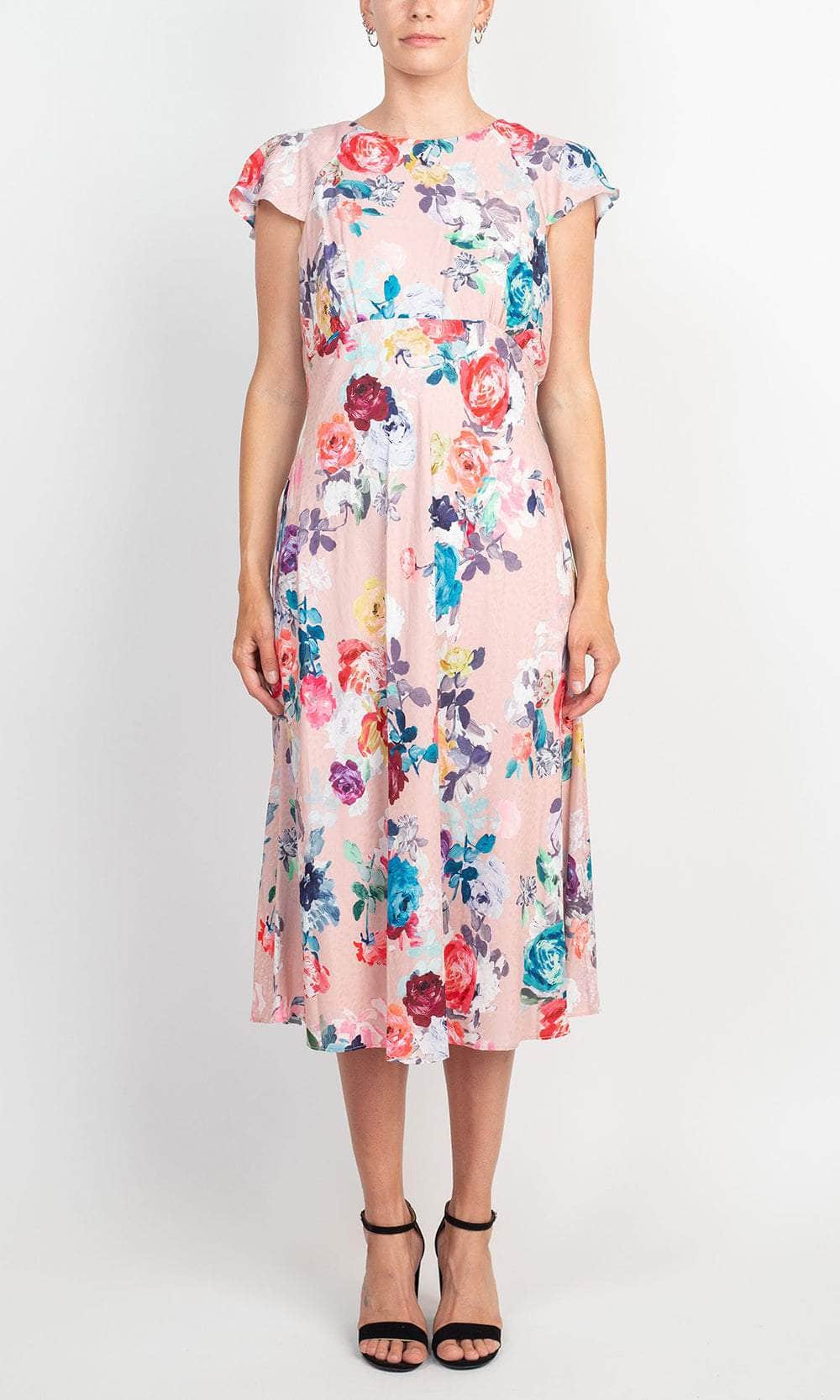Image of Adrianna Papell AP1D104619 - Floral Jewel Neck Casual Dress
