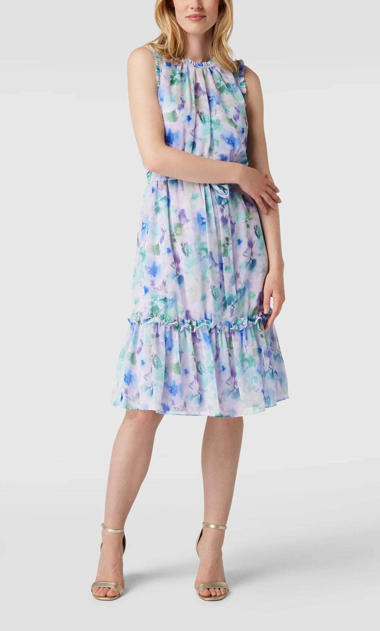 Image of Adrianna Papell AP1D104710 - Ruffle Trim Floral Cocktail Dress