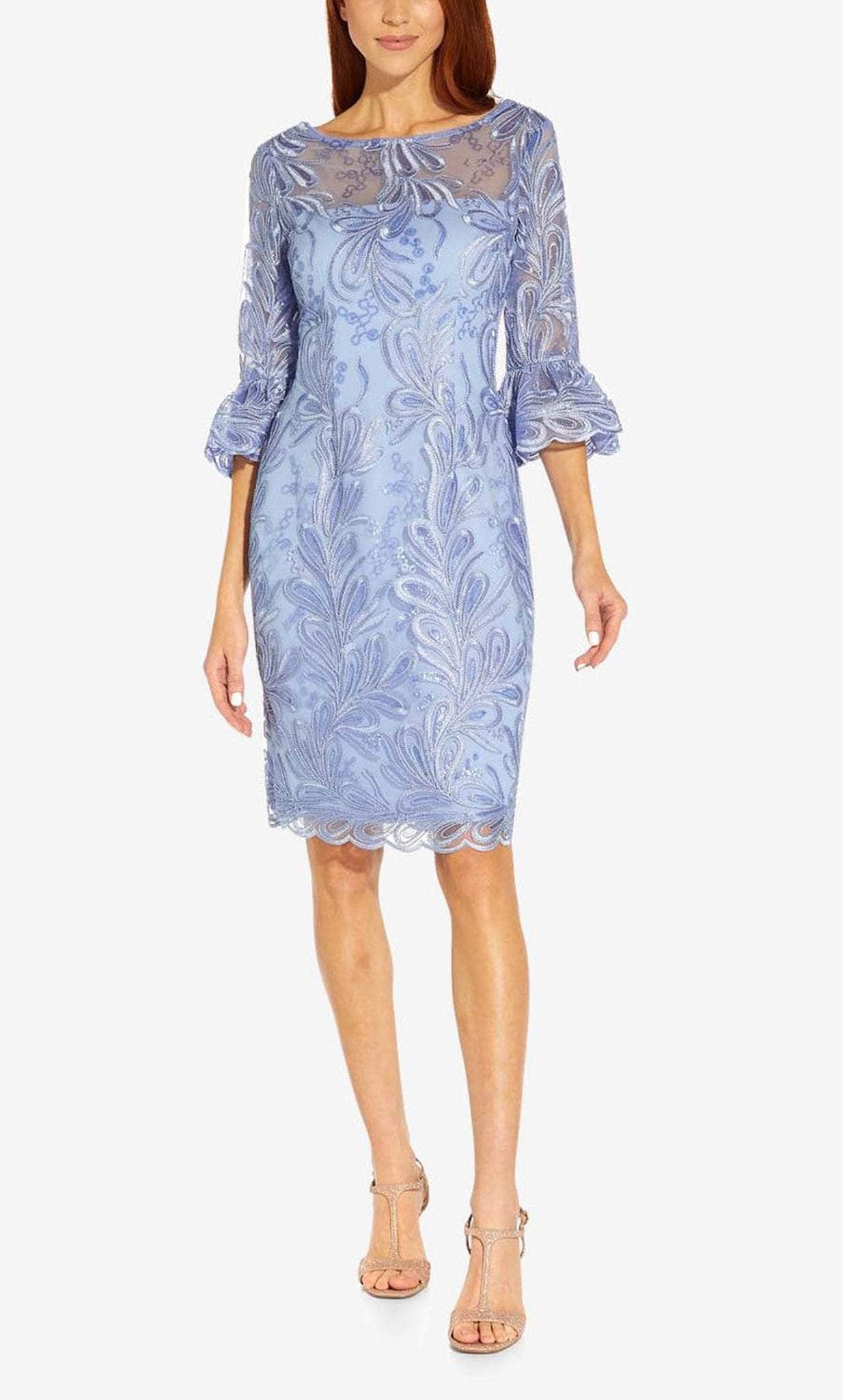 Image of Adrianna Papell AP1D104722 - Embroidered Bell Sleeve Cocktail Dress