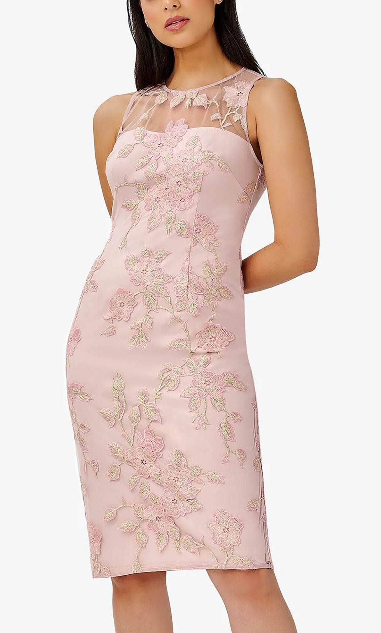 Image of Adrianna Papell AP1D104769 - Sleeveless Illusion Neck Knee-Length Dress