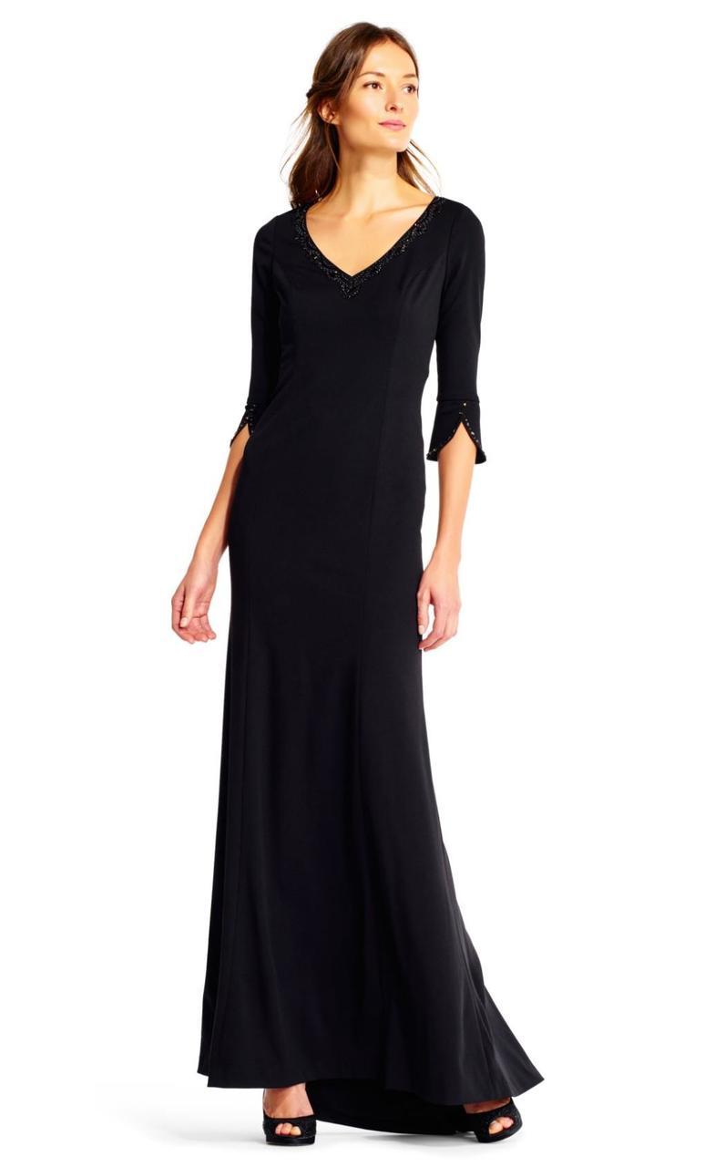 Image of Adrianna Papell - AP1E201431 Embellished Long Sleeve Stretch Gown