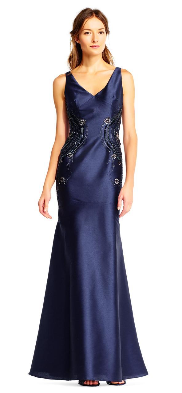 Image of Adrianna Papell - AP1E201575 Embellished V-neck Trumpet Dress
