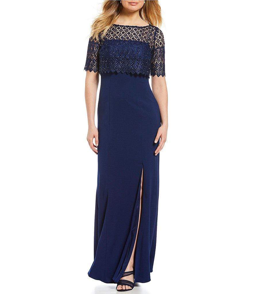 Image of Adrianna Papell - AP1E203288 Lace Popover Bateau Evening Dress