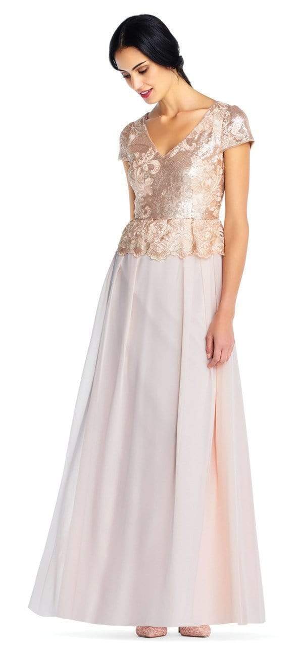 Image of Adrianna Papell - AP1E203408 Embroidered and Sequined Chiffon Dress