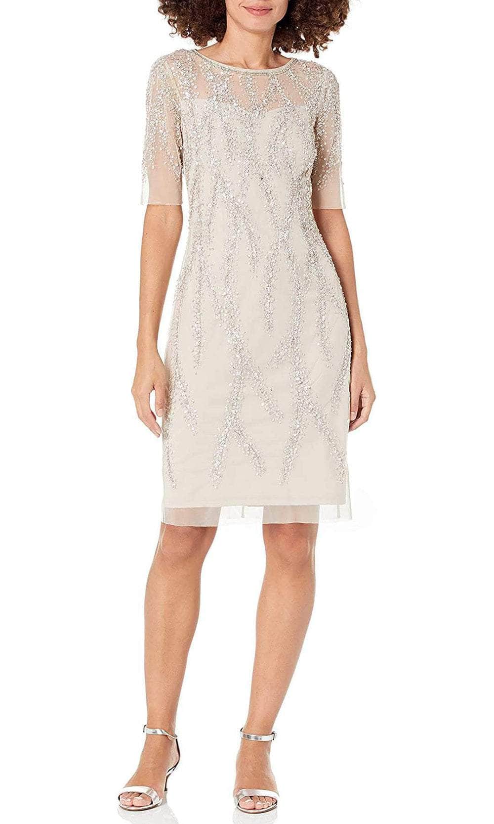 Image of Adrianna Papell AP1E208580 - Short Sleeve Jewel Neck Formal Dress