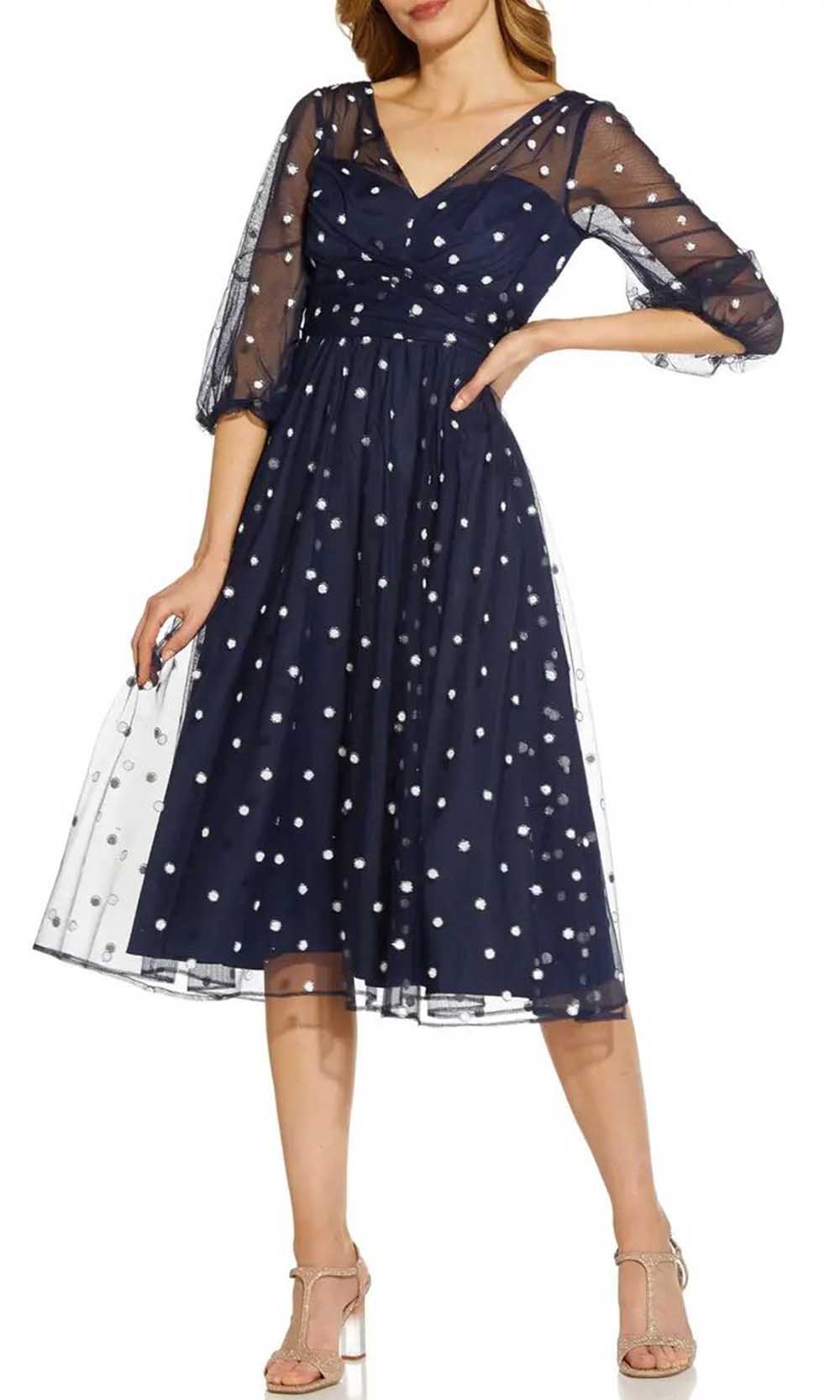 Image of Adrianna Papell AP1E208991 - Tea Length Polkadot Dress