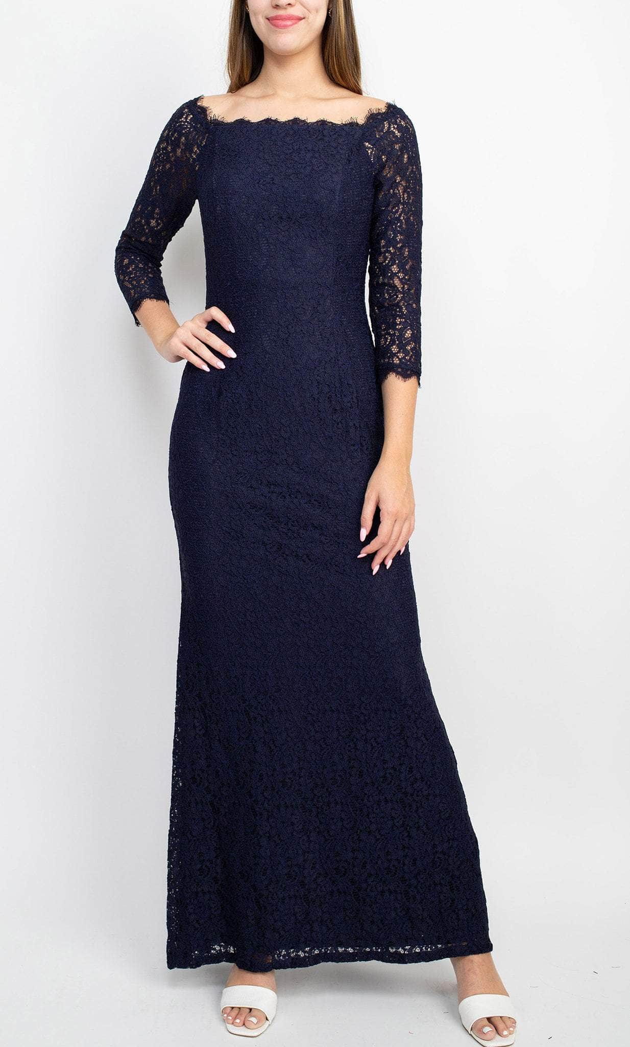 Image of Adrianna Papell AP1E209461 - Straight-Across Neck Lace Evening Dress