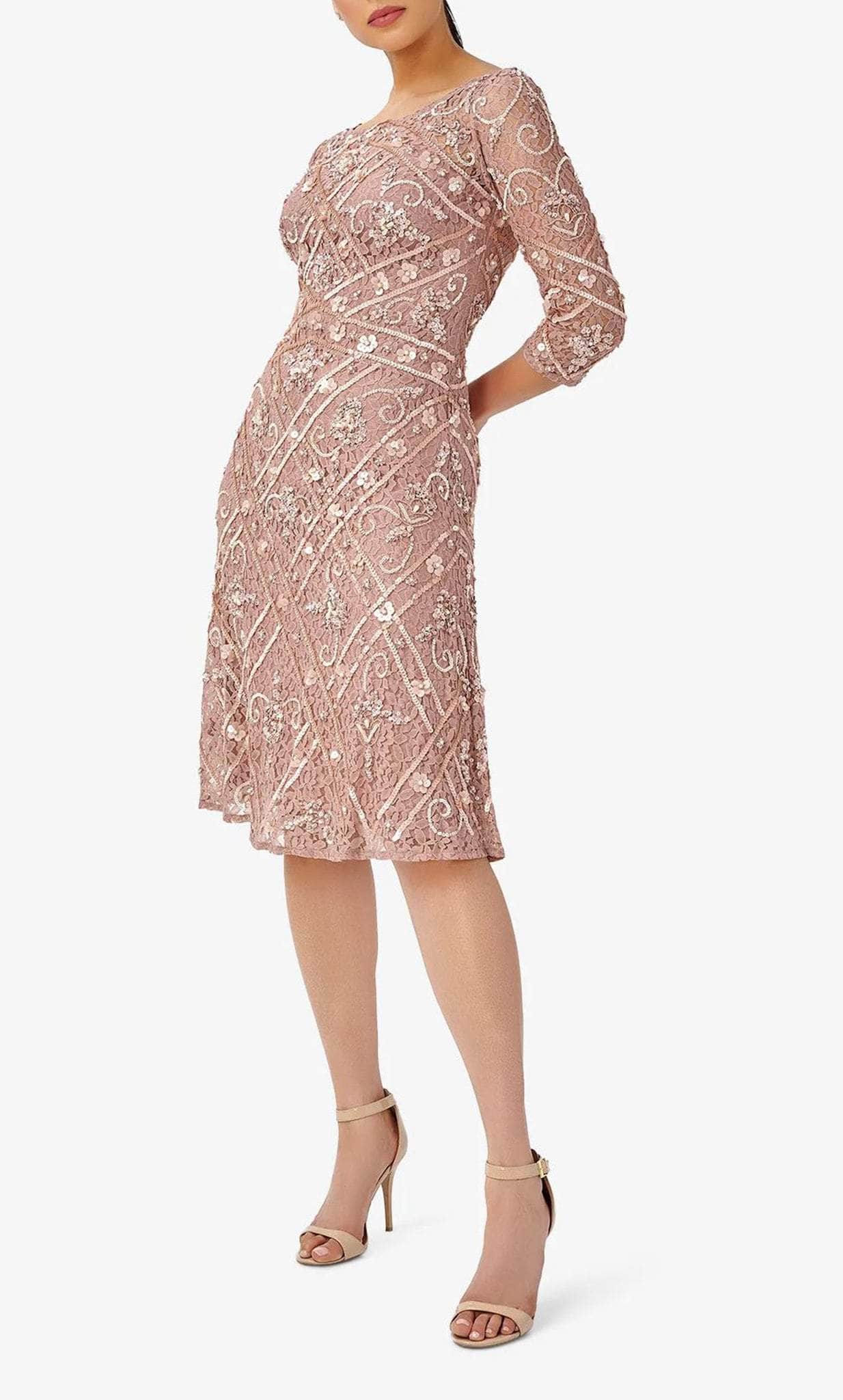 Image of Adrianna Papell AP1E209857 - Sequin Beaded Boat Neck Dress