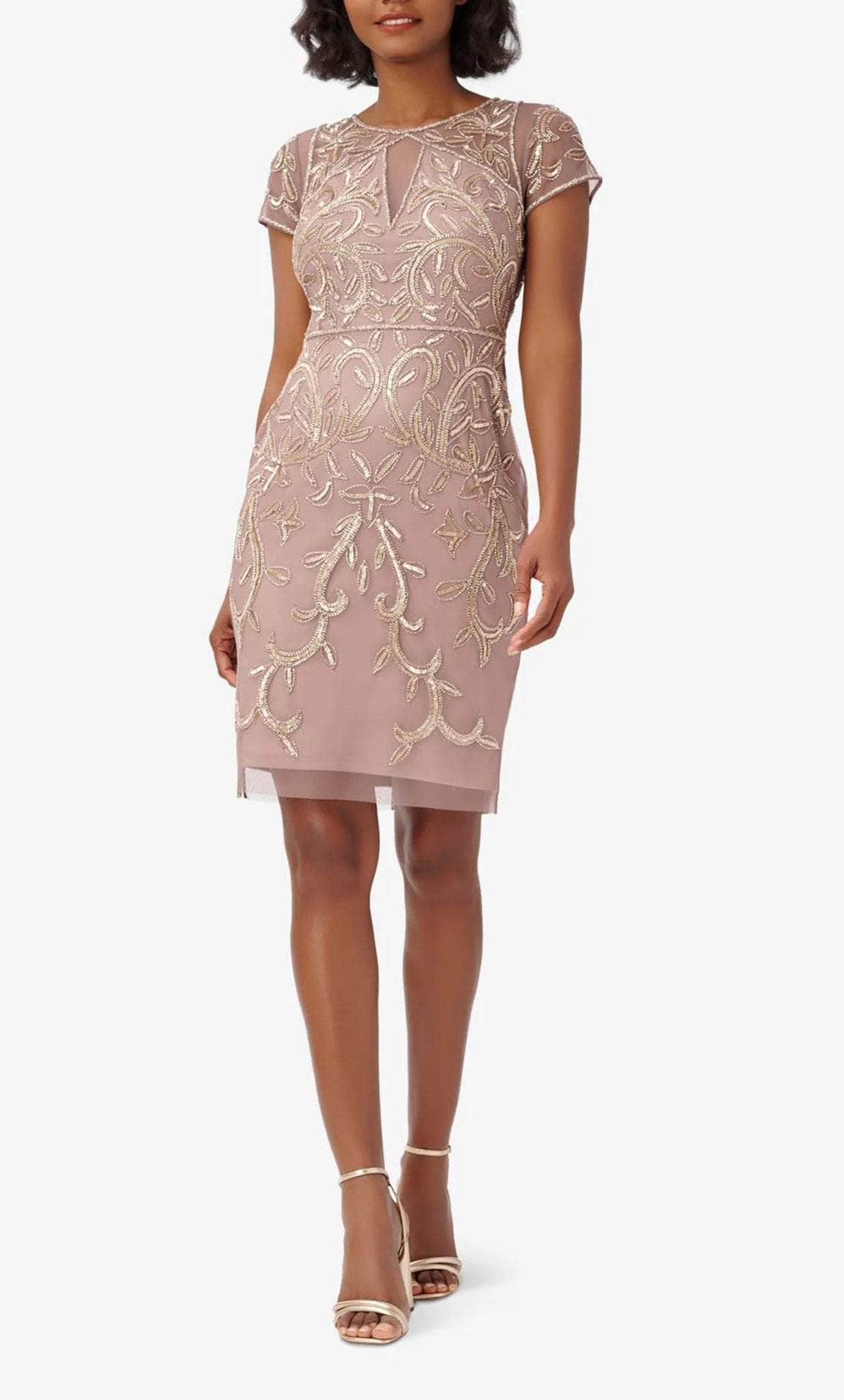 Image of Adrianna Papell AP1E209867 - Sequin Short Sleeve Cocktail Dress