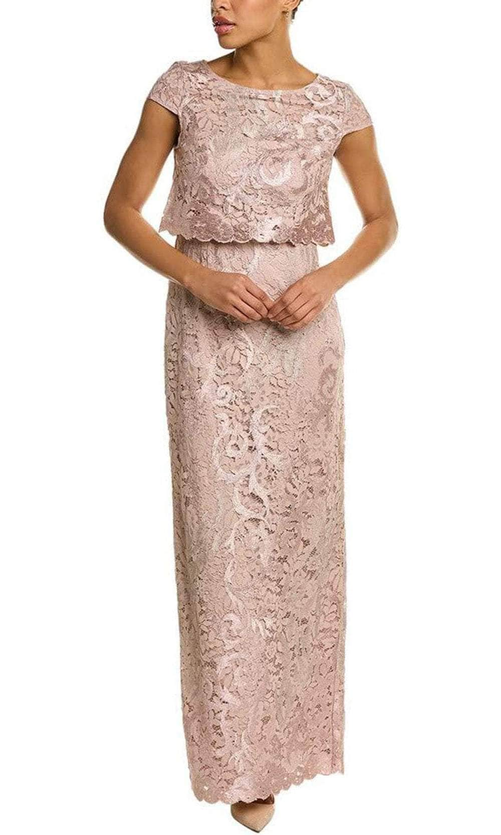 Image of Adrianna Papell AP1E209930 - Lace Cap Sleeve Long Dress