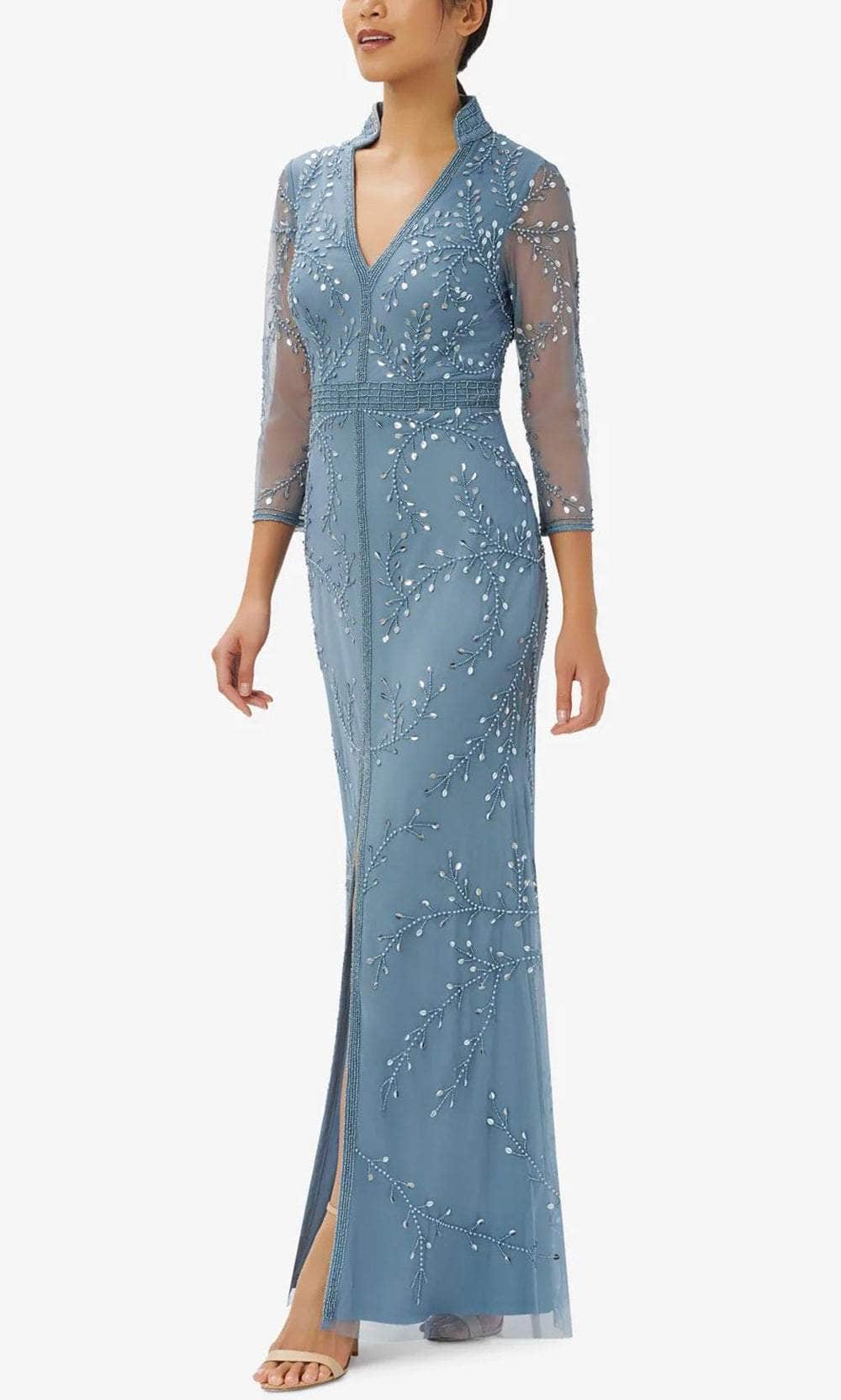 Image of Adrianna Papell AP1E209946 P - Beaded Quarter Sleeve Evening Gown