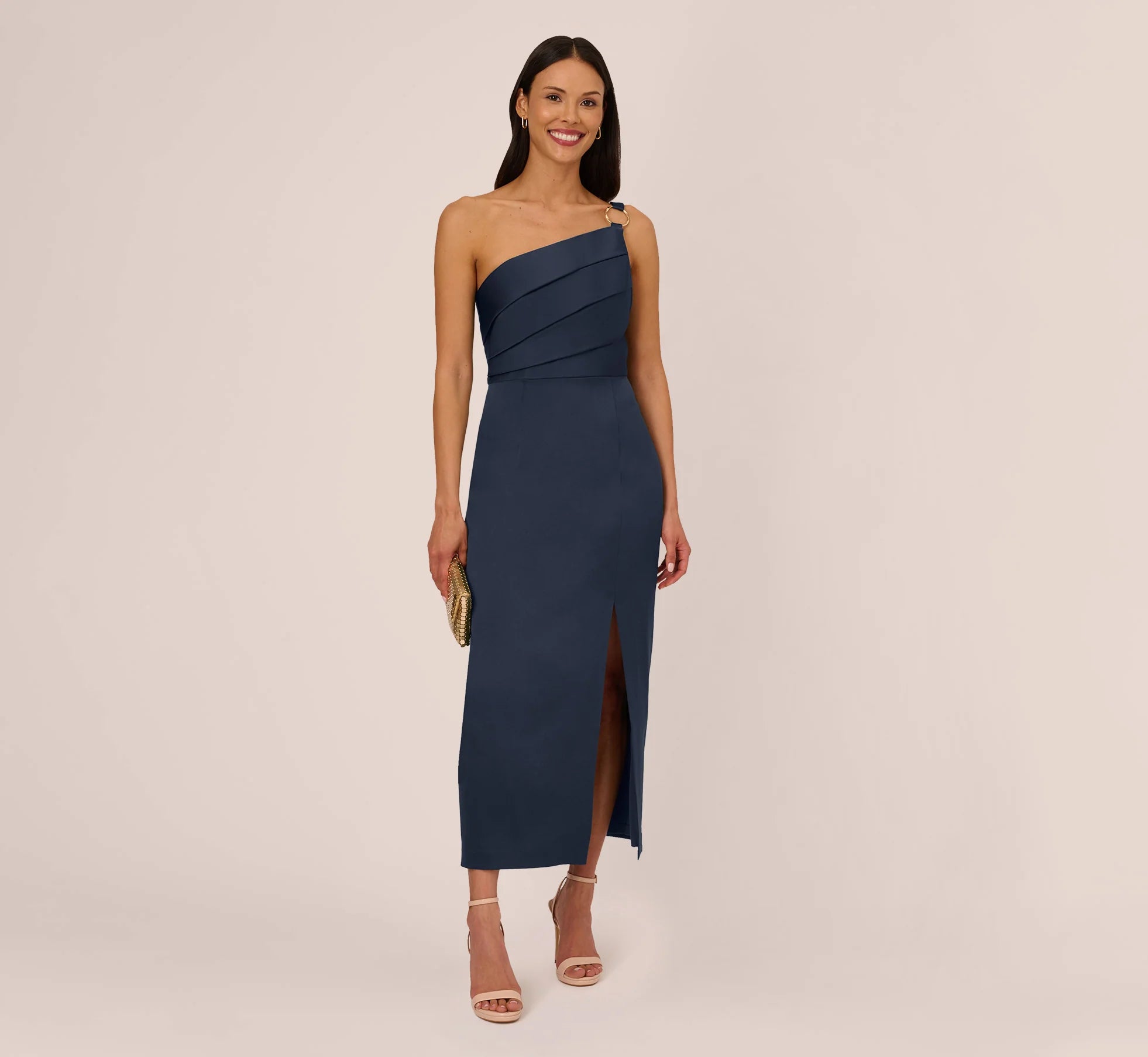 Image of Adrianna Papell AP1E210669 - Pleated One Shoulder Dress