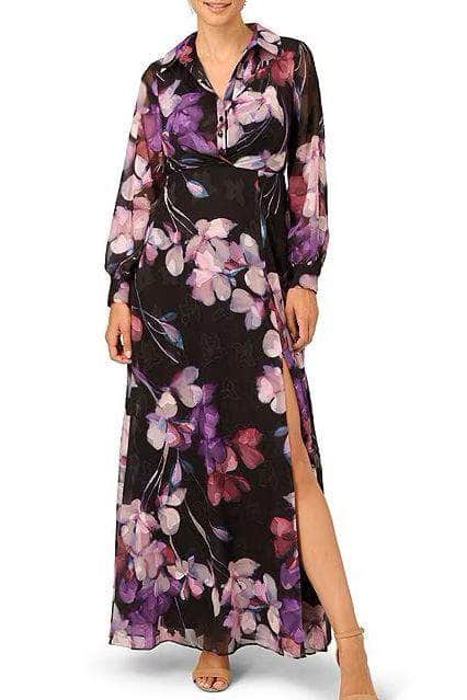 Image of Adrianna Papell AP1E210760 - Bishop Sleeve Floral Long Dress