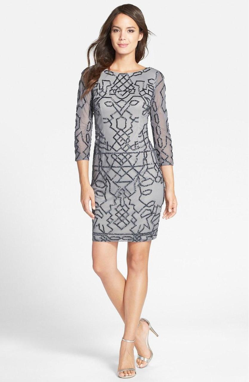 Image of Adrianna Papell - Abstract Motif Sheath Dress 41911010