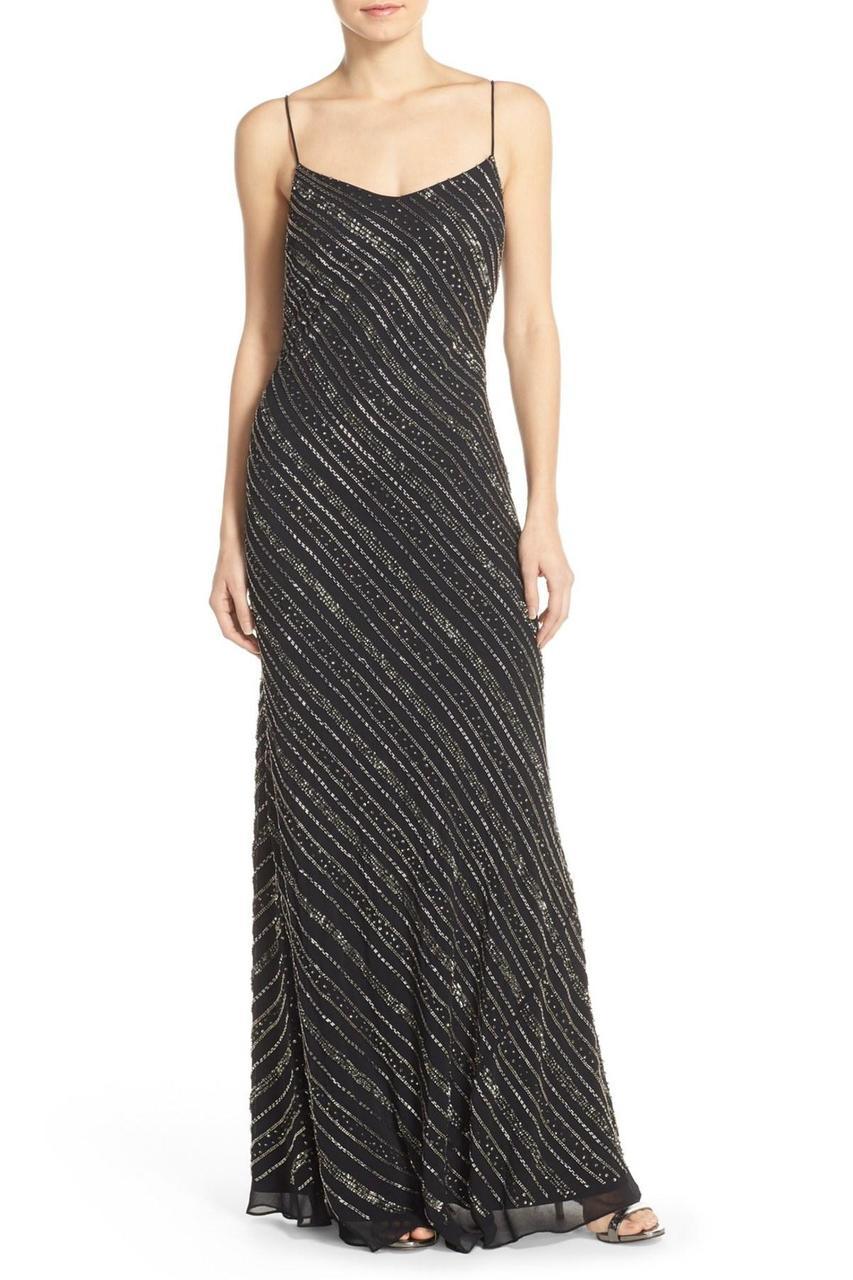 Image of Adrianna Papell - Beaded V-Neck Dress 91925920