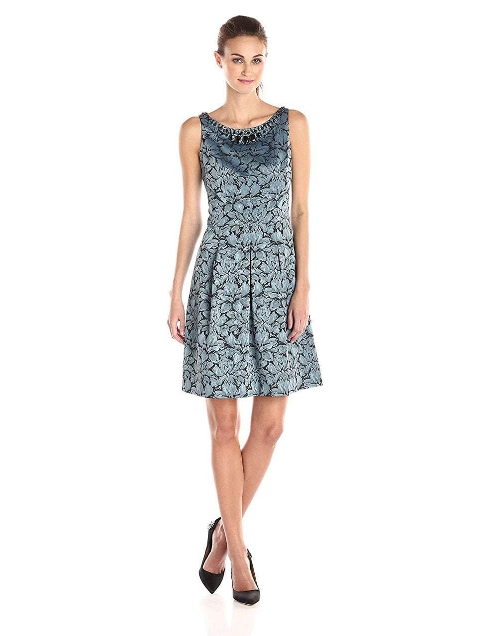 Image of Adrianna Papell - Floral Print Jacquard Short Dress 15252820