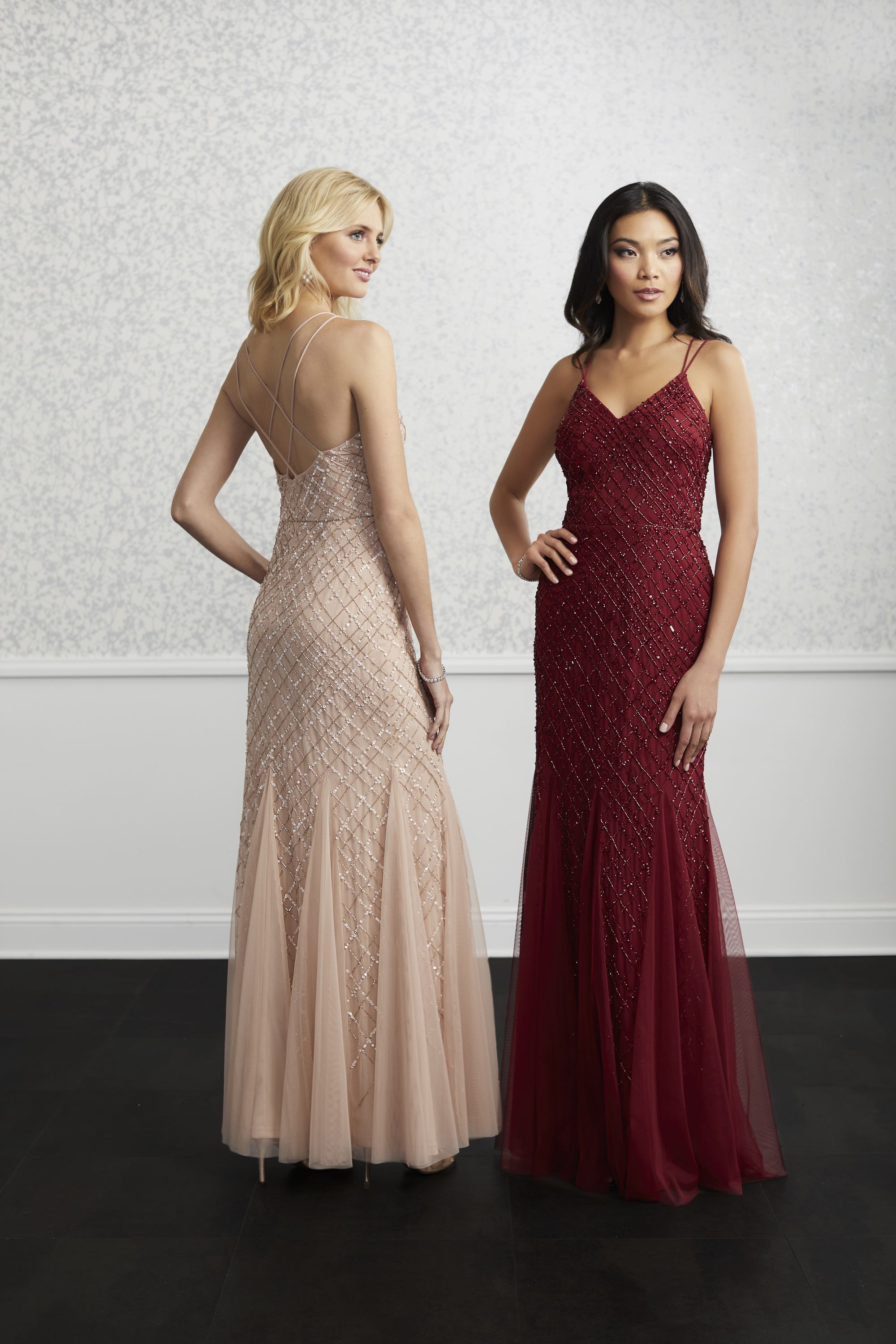 Image of Adrianna Papell Platinum - 40225 Crosshatch Bead Pattern Trumpet Gown