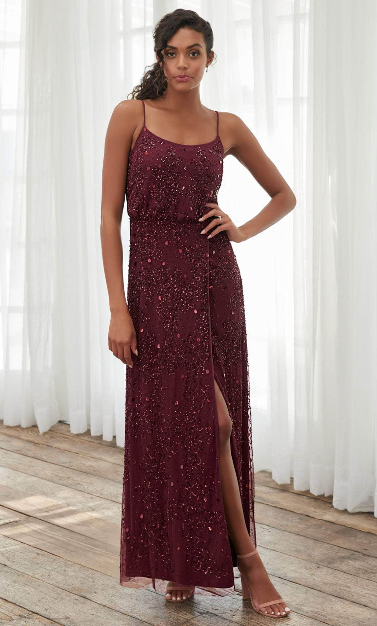 Image of Adrianna Papell Platinum 40390 - Embellished Scoop Neck Dress