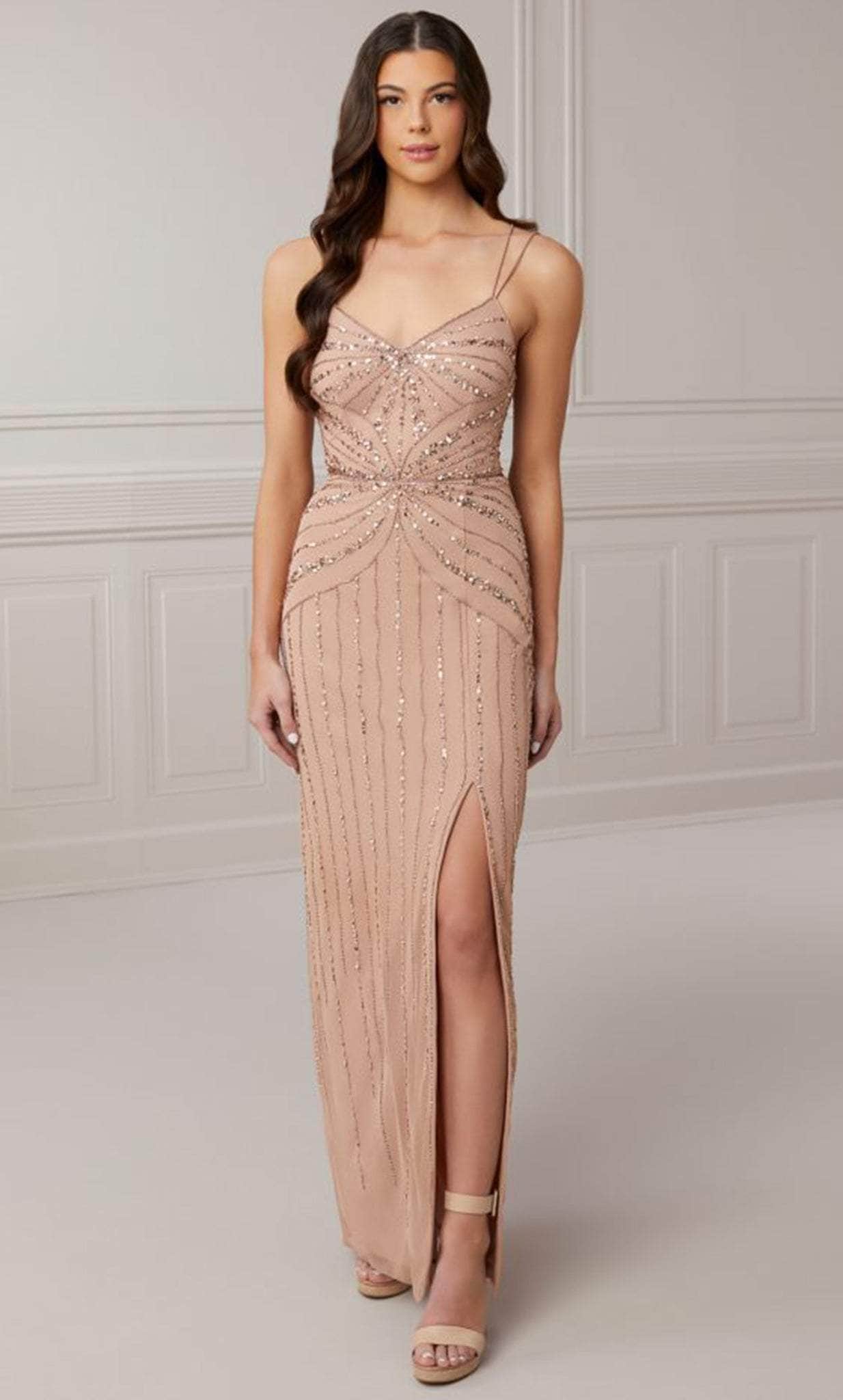 Image of Adrianna Papell Platinum 40408 - Glittered Long Dress