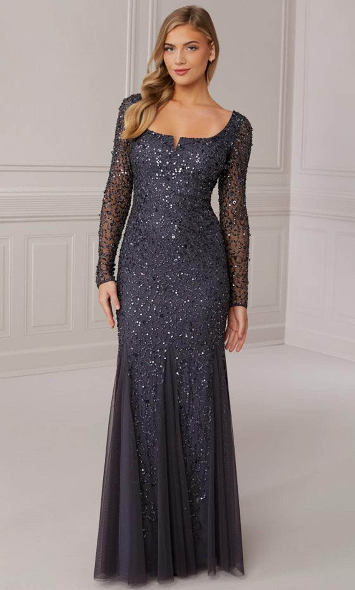 Image of Adrianna Papell Platinum 40420 - Sequined Long Gown