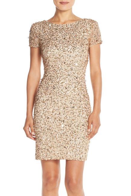 Image of Adrianna Papell - Sequined Mesh Dress 41900220
