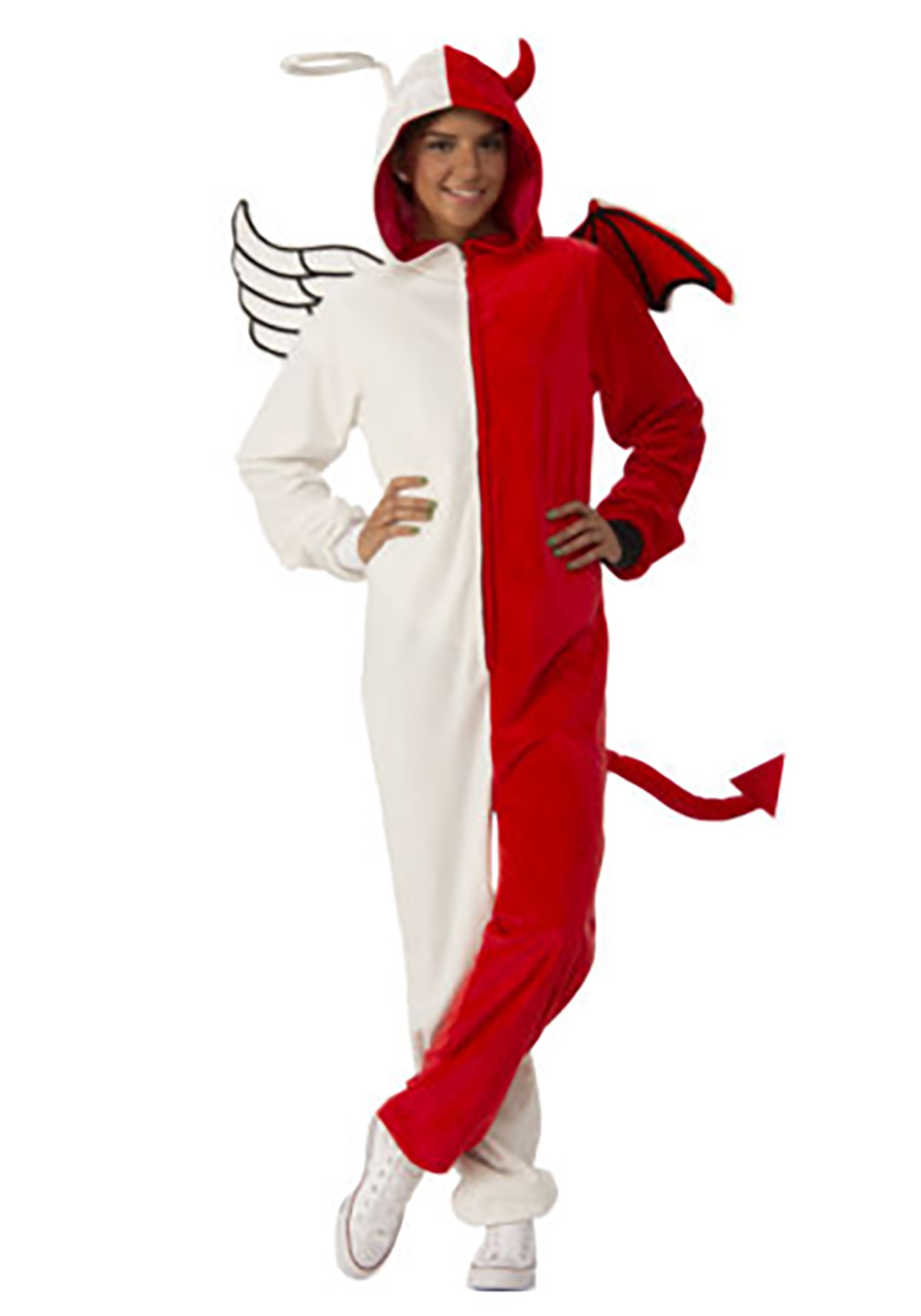 Image of Adult Angel / Devil Jumpsuit Costume | Onesie Costume ID RU701076-L/XL