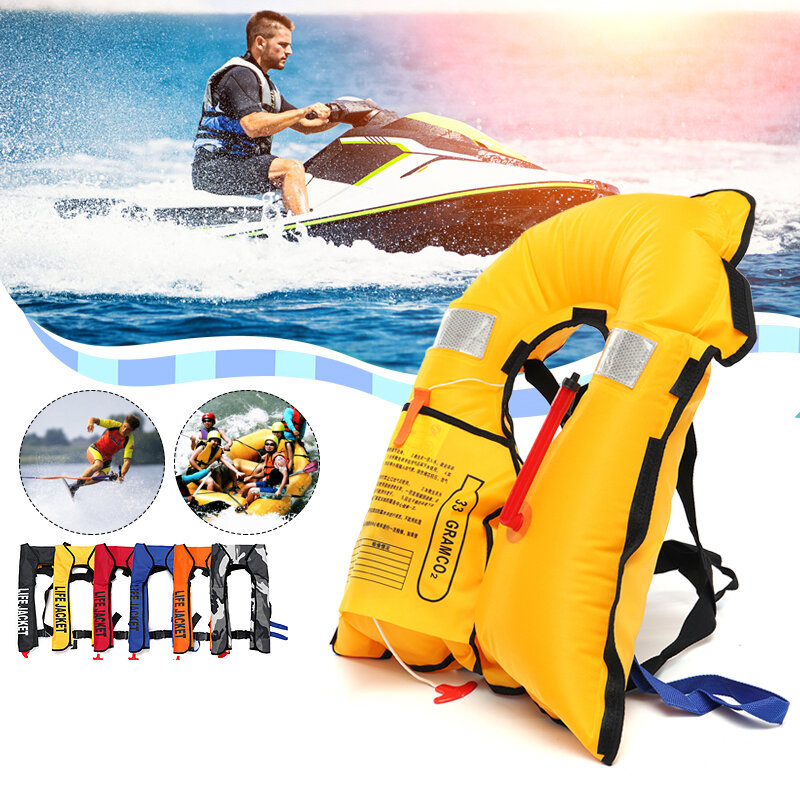 Image of Adult Automatic Inflatable Life Jacket Buoyancy wiming Fishing Life Vest Survival Vest Outdoor Water Sport Surfing
