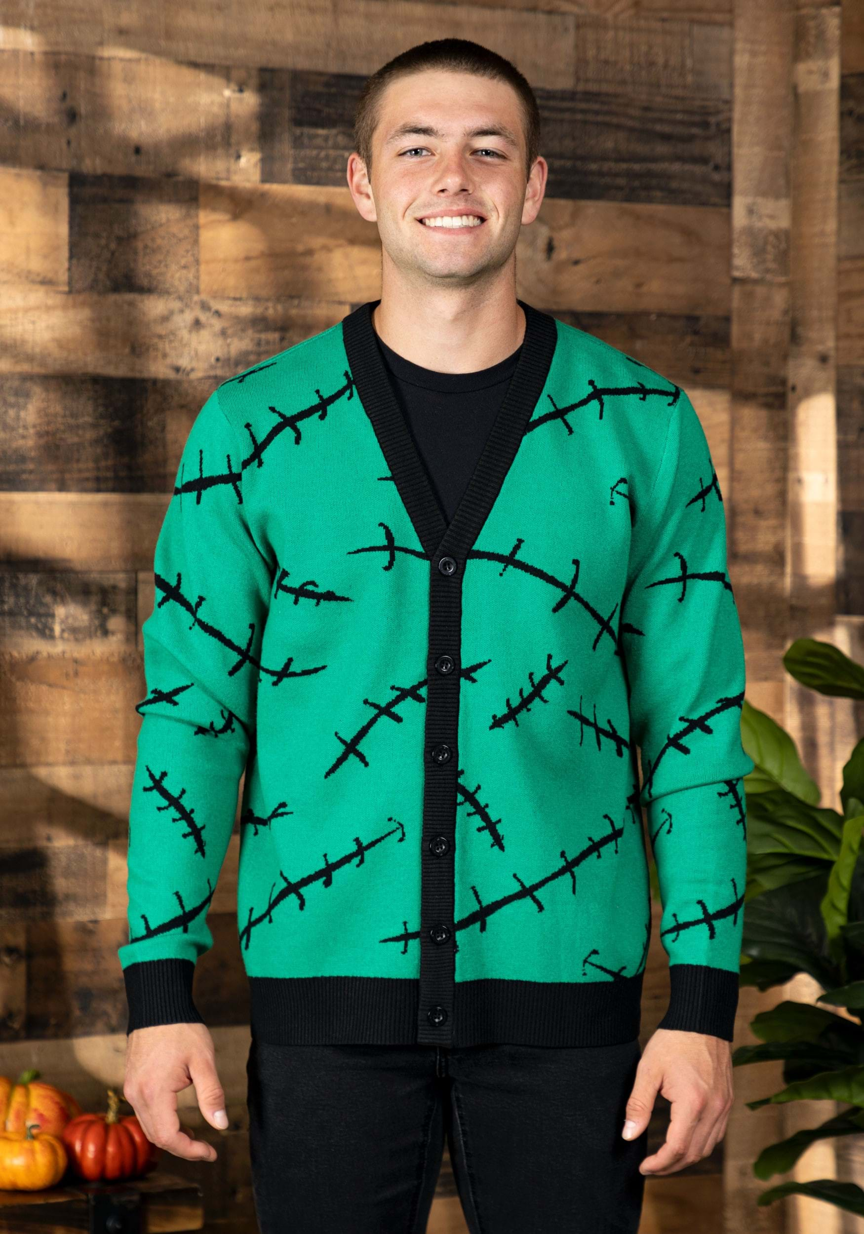 Image of Adult Cakeworthy Frankenstein Stitch Cardigan ID CKWU-OU-FCA22-2X