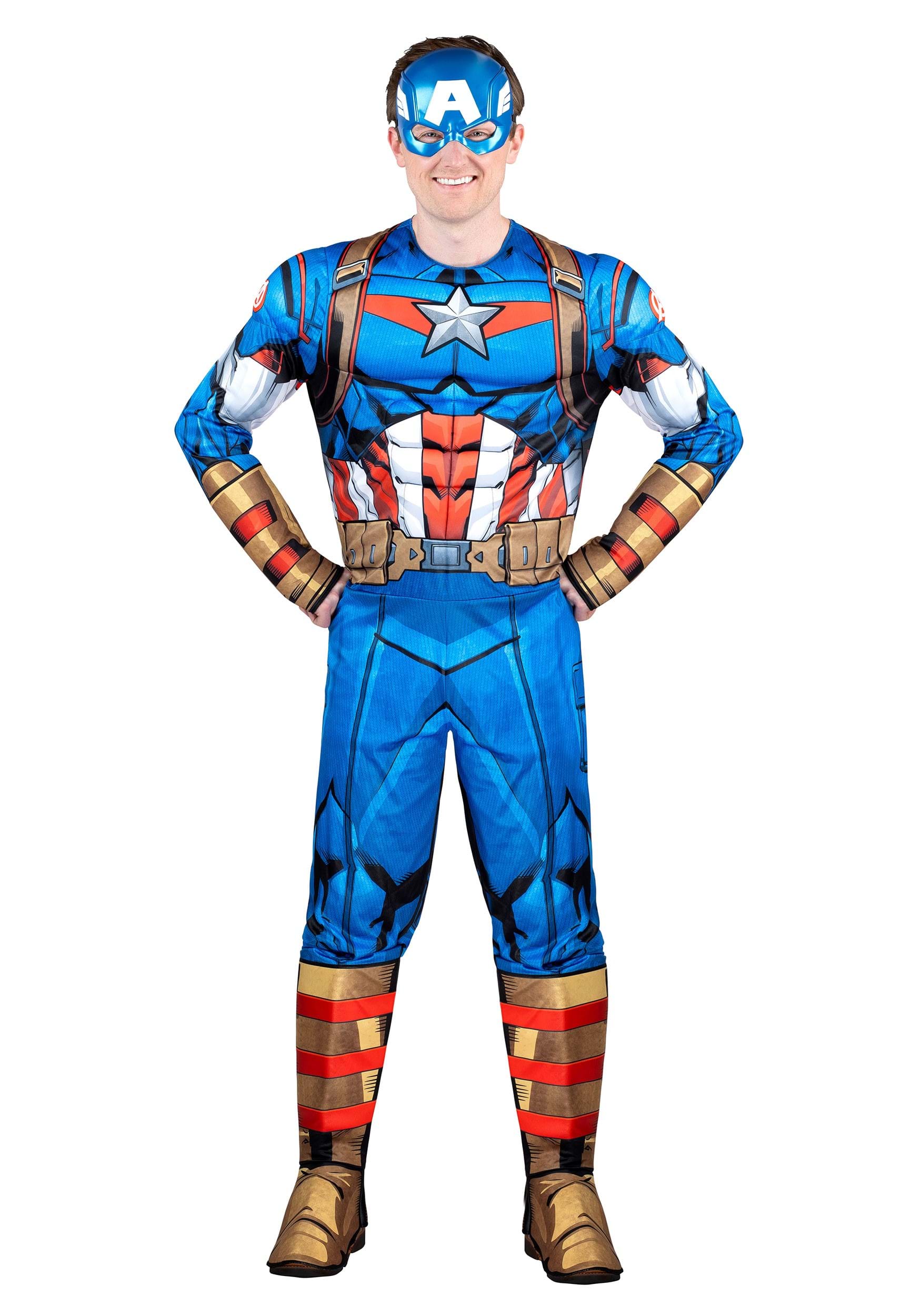 Image of Adult Captain America Muscle Costume | Superhero Costumes ID JWC1101-2X