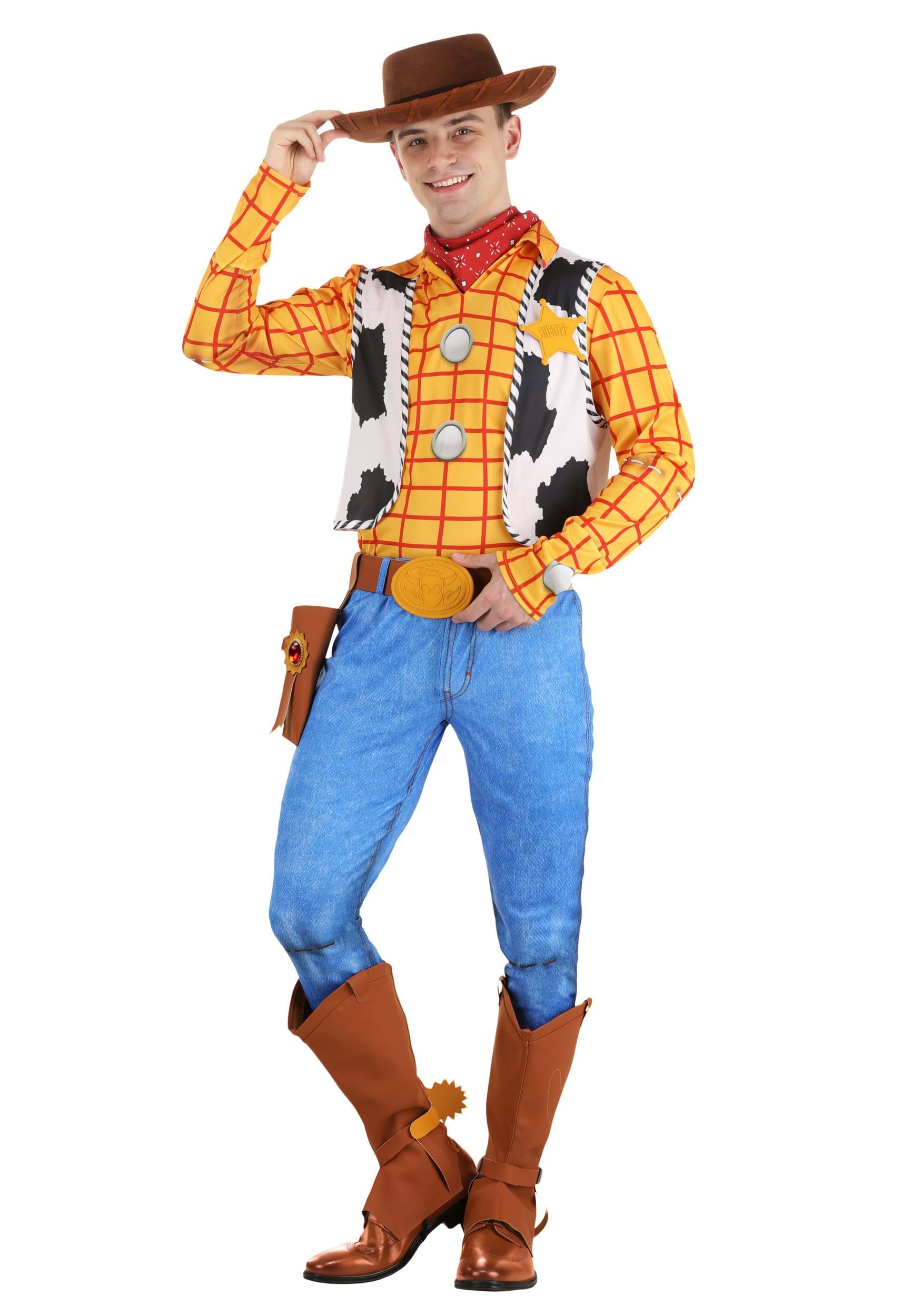 Image of Adult Deluxe Woody Disney Toy Story Costume ID FUN3339AD-M