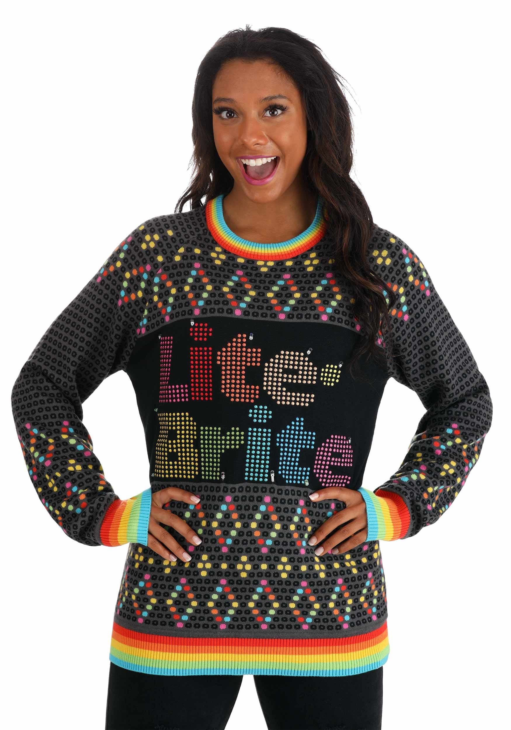 Image of Adult Hasbro Lite Brite Christmas Sweater | Adult Sweaters ID FUN4148AD-2X