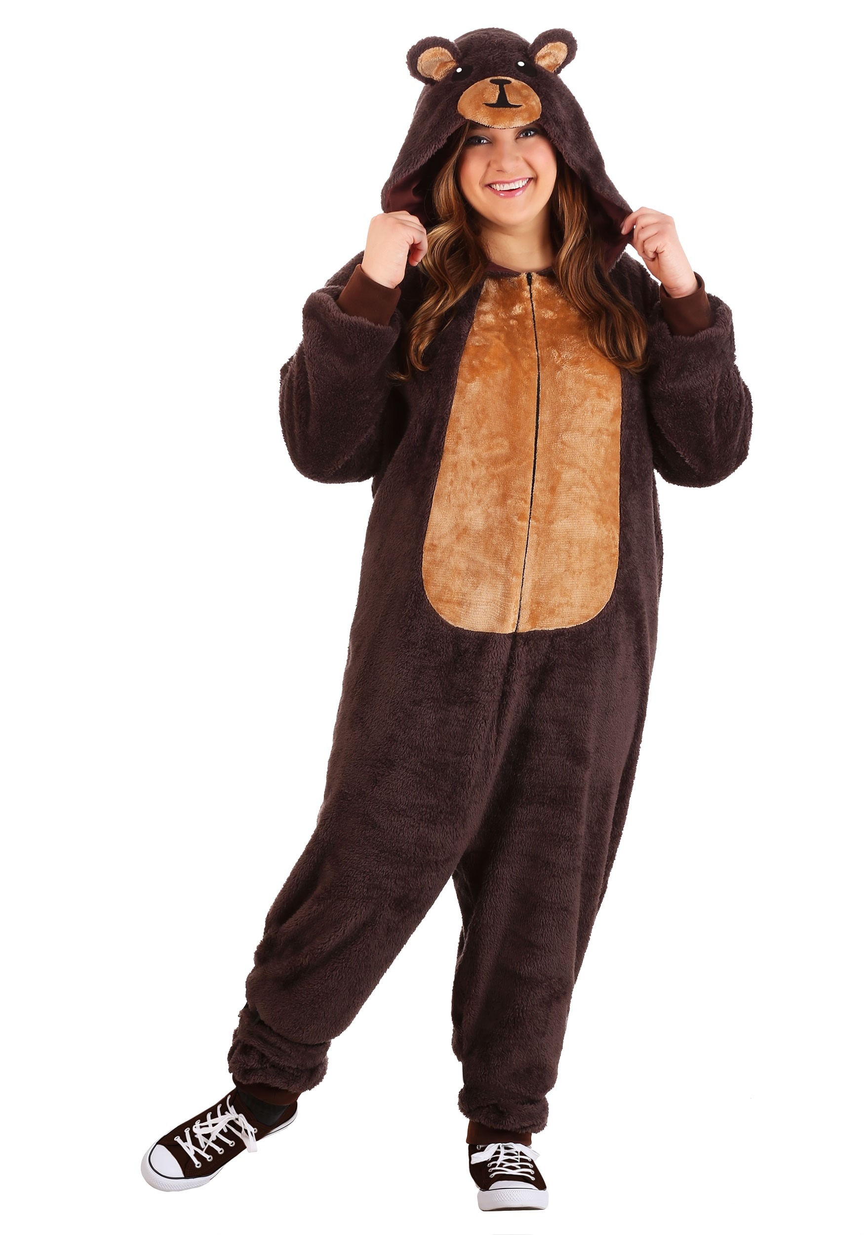 Image of Adult Plus Size Brown Bear Onesie | Plus Size Animal Costumes ID FUN7295PL-1X