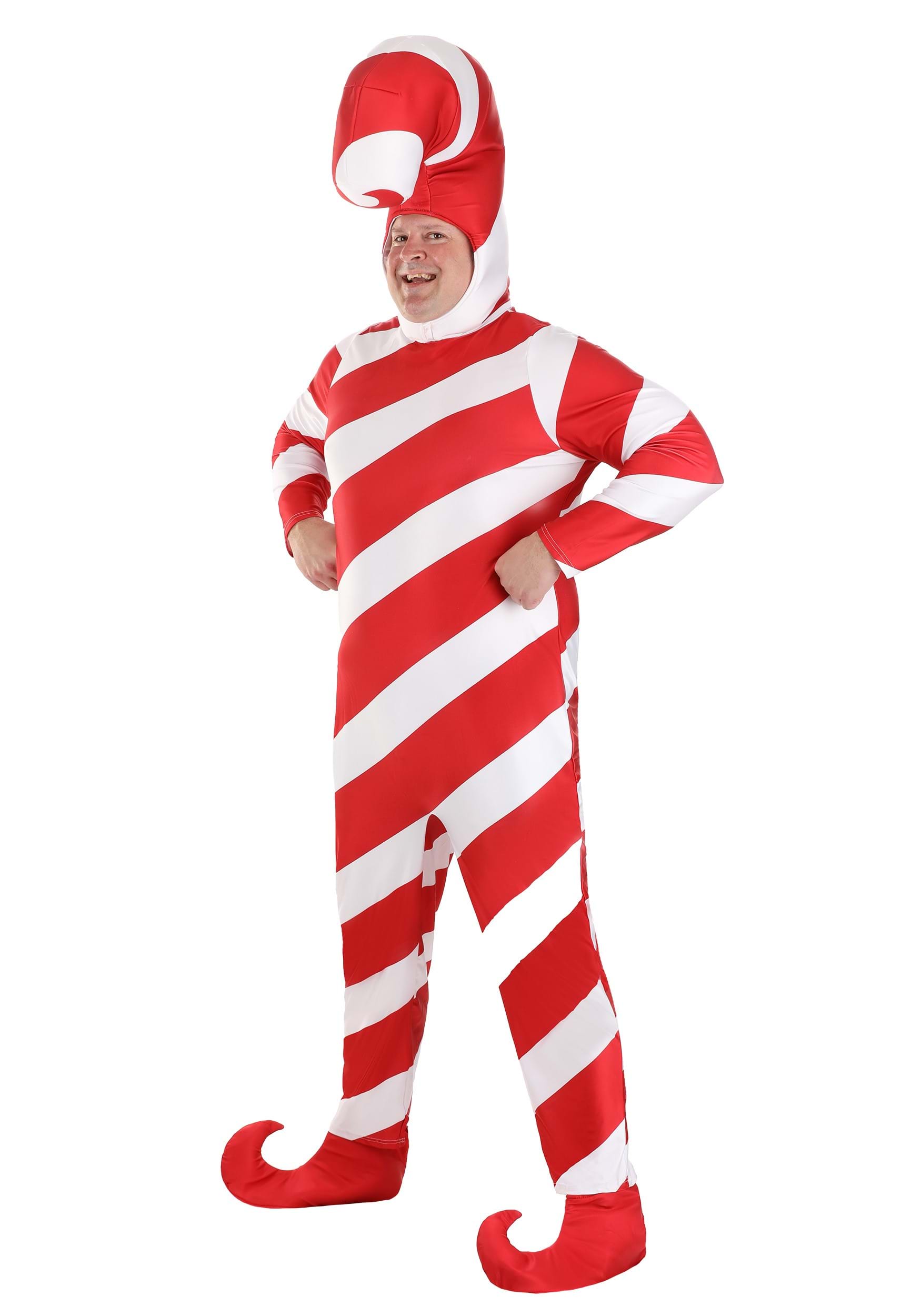 Image of Adult Plus Size Red Candy Cane Bodysuit Costume ID FUN0915PL-3X