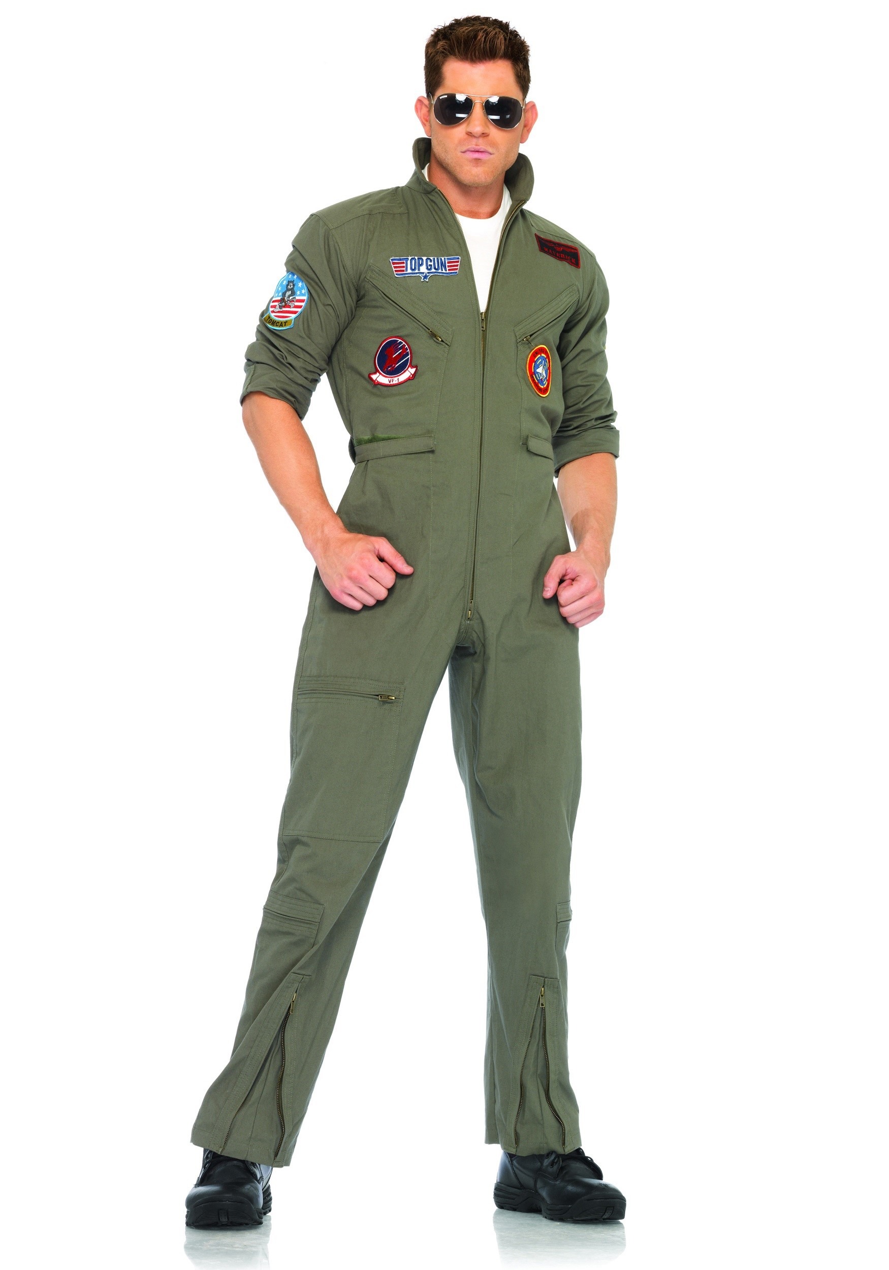 Image of Adult's Plus Size Top Gun Jumpsuit Costume | Fight Pilot Costume ID LETG83702X-3X