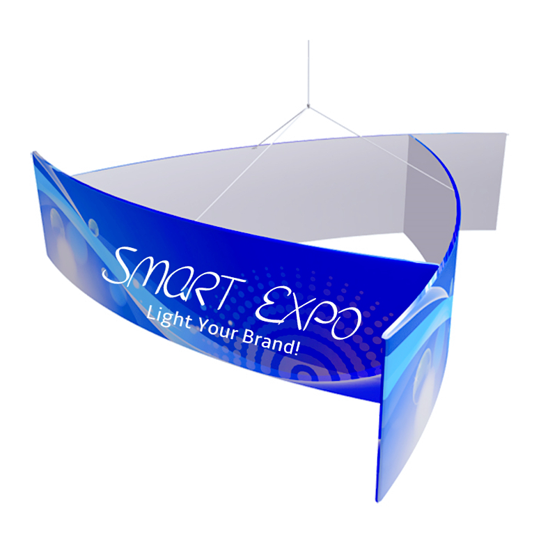 Image of Advertising Display 10ft (Cl)*3ft (H) Pinwheel Shape Triple-Band Hanging Banner Sign for Trade Fair with Strong Aluminum Tubing Structure