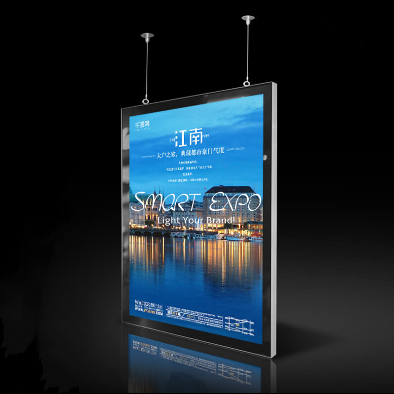 Image of Advertising Display 60*80cm Ceiling Hanging Double Side Aluminum Magnetic Light Box with Hang Set Wooden Case Packing
