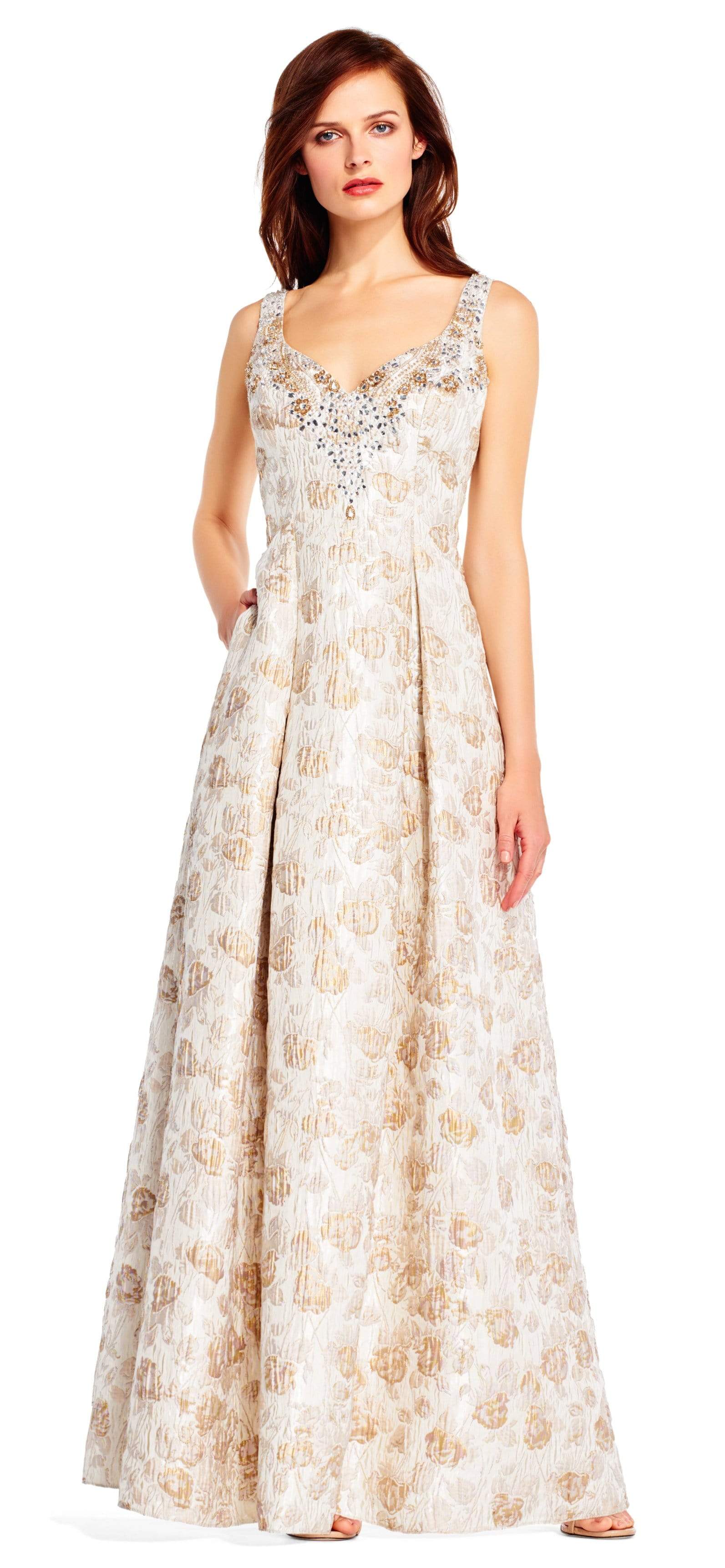 Image of Aidan Mattox - MD1E201398 Embellished Sweetheart Jacquard A-line Dress