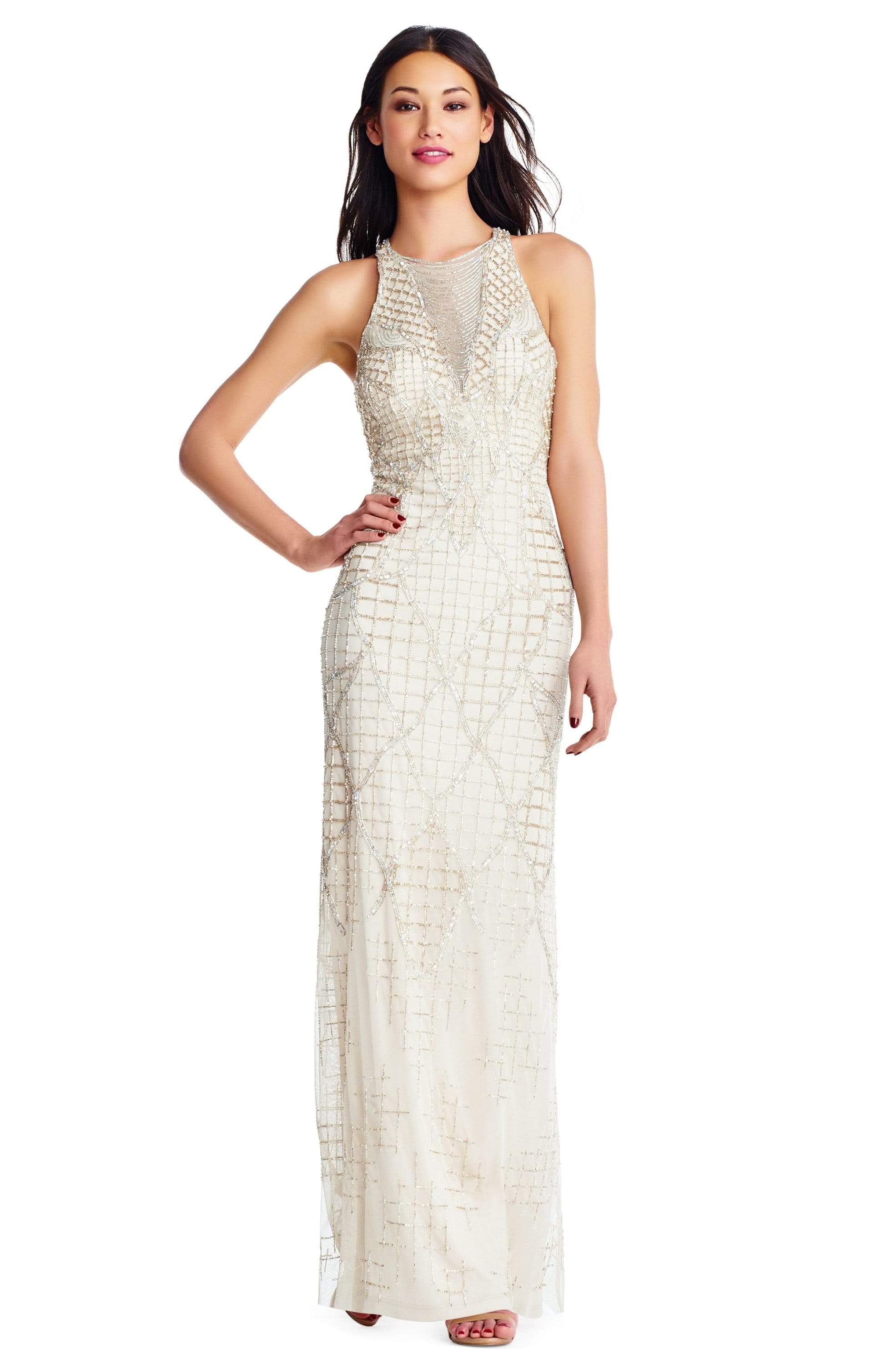 Image of Aidan Mattox - MD1E202819 Lattice Beaded Gown with Criss Cross Back