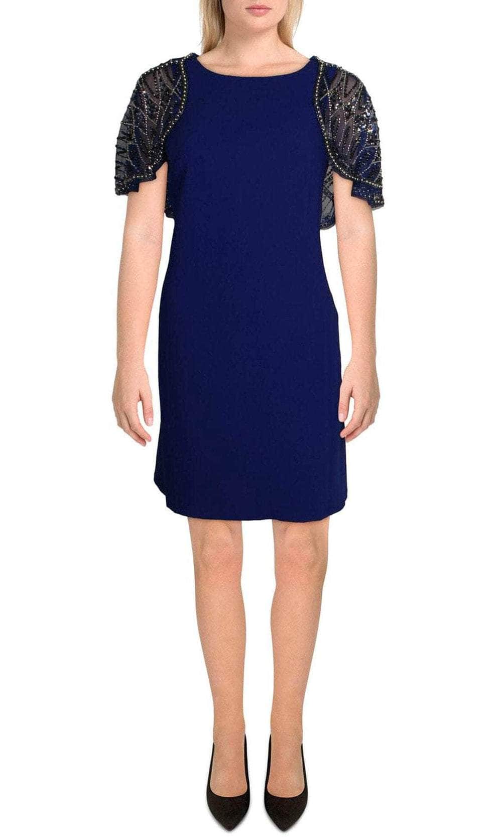 Image of Aidan Mattox MD1E206549 - Sleeveless Jewel Neck With Cape Short Dress