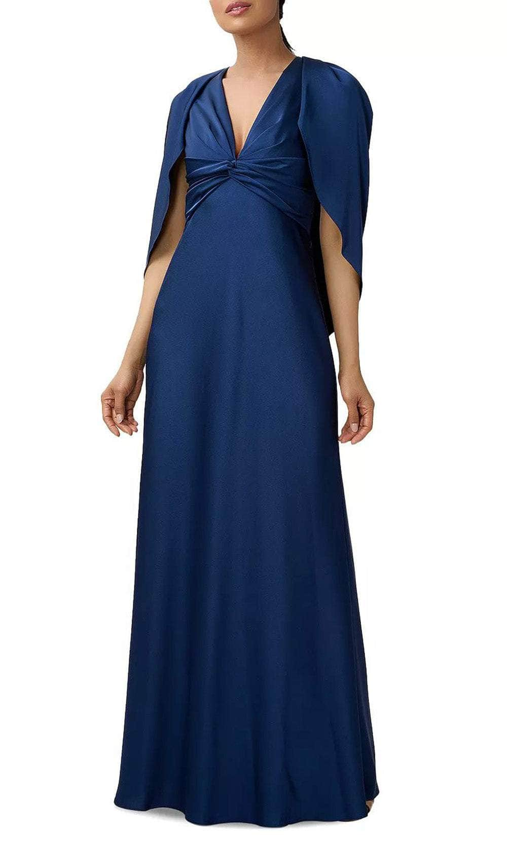 Image of Aidan Mattox MD1E207383 - Draped Sleeved Empire Satin Dress