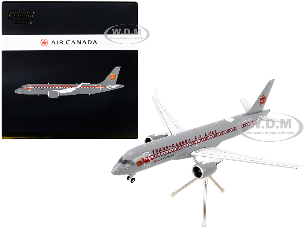 Image of Airbus A220-300 Commercial Aircraft "Trans-Canada Air Lines - Air Canada" Gray with Red Stripes "Gemini 200" Series 1/200 Diecast Model Airplane by G